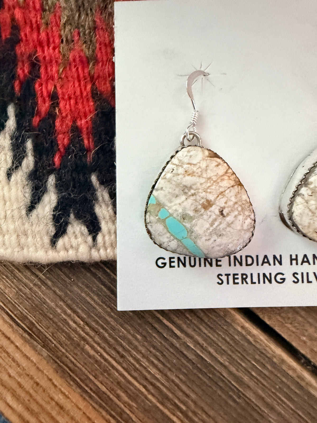 Handcrafted Ribbon Turquoise & Sterling Silver Dangle Earrings by Lorenzo Arviso Jr.