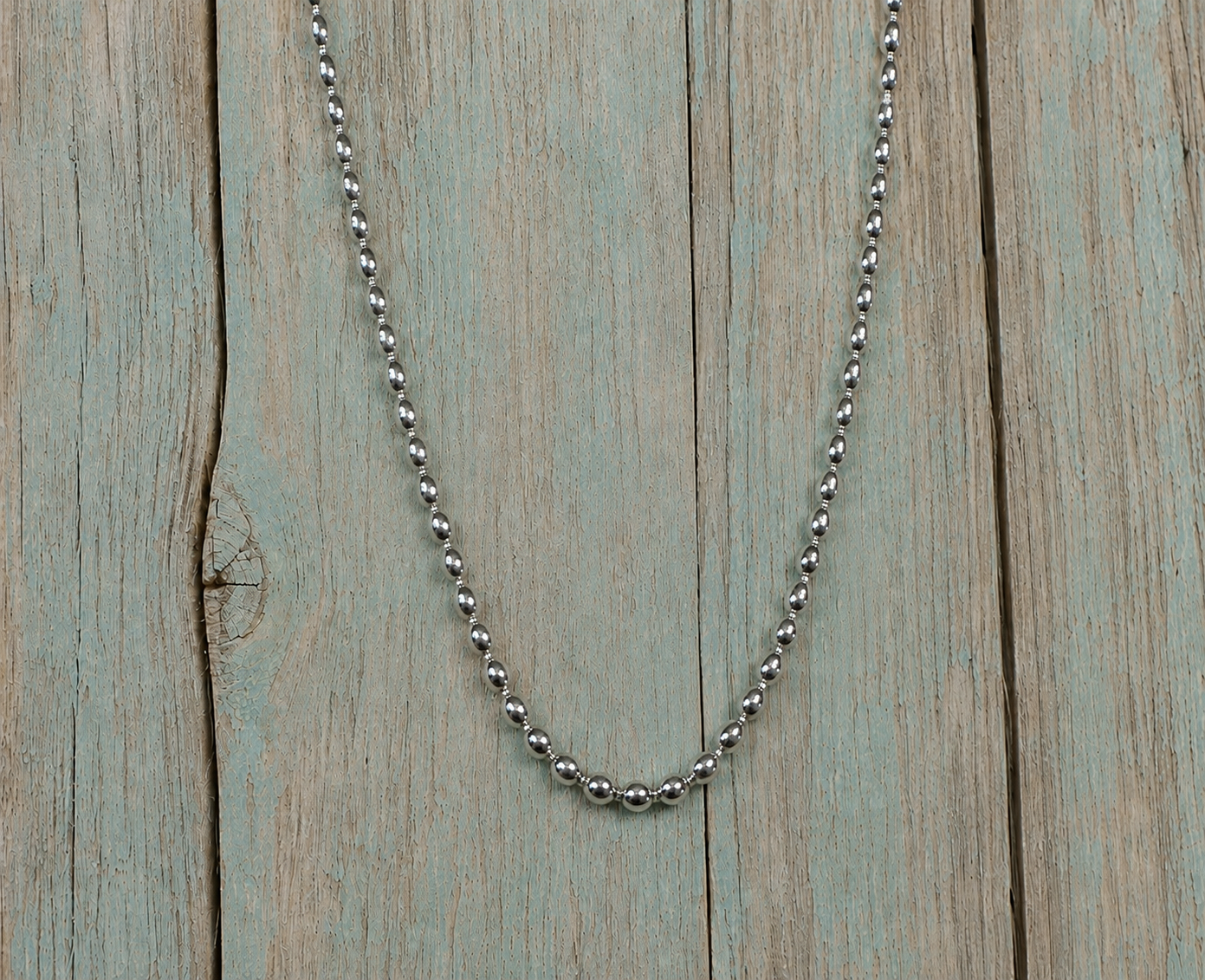Sterling Silver Rice Bead Necklace 16”