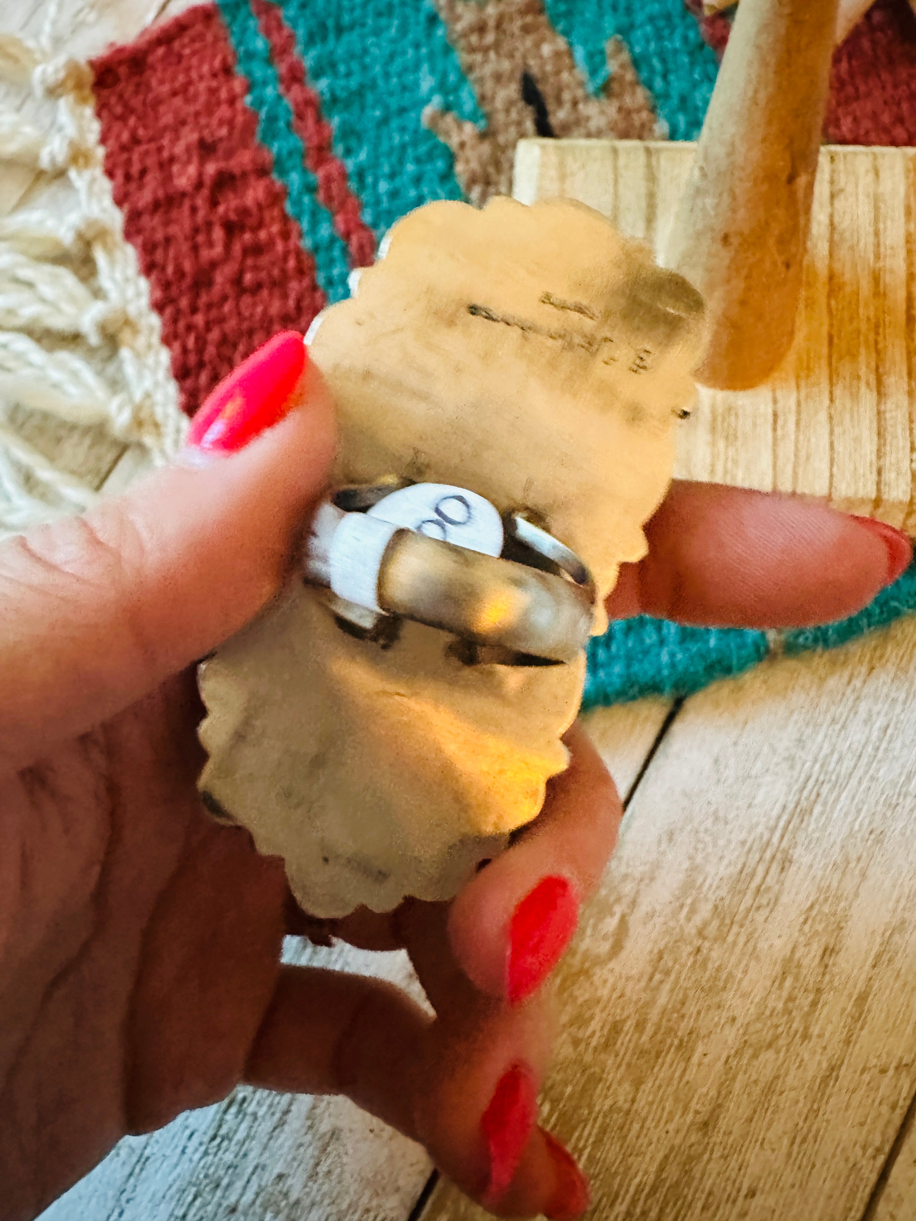 Navajo Golden Hills Turquoise & Sterling Silver Cluster Ring Size 9.25