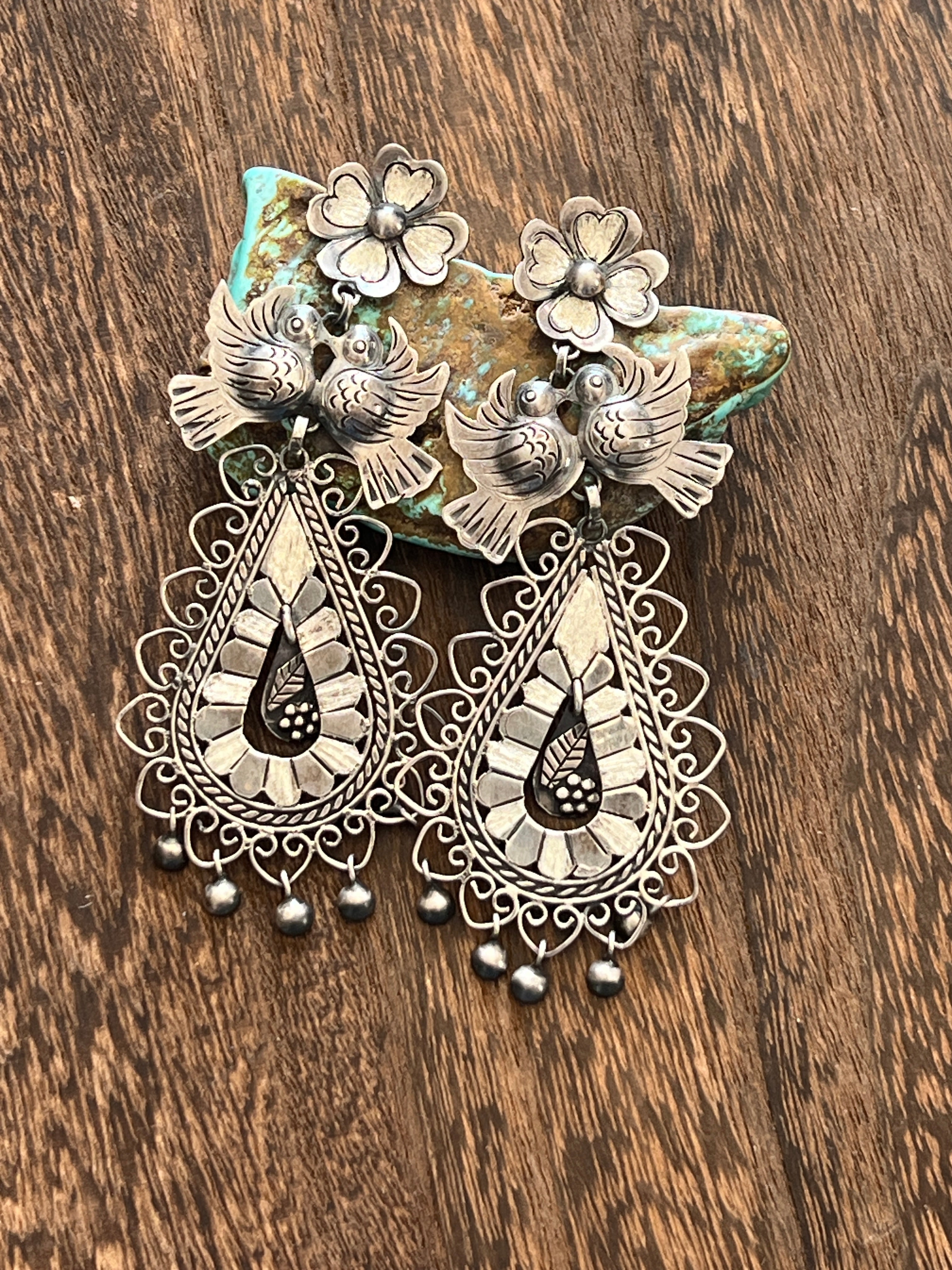 Federico Jimenez Sterling Silver Mexican Wedding Style Earrings, Paloma