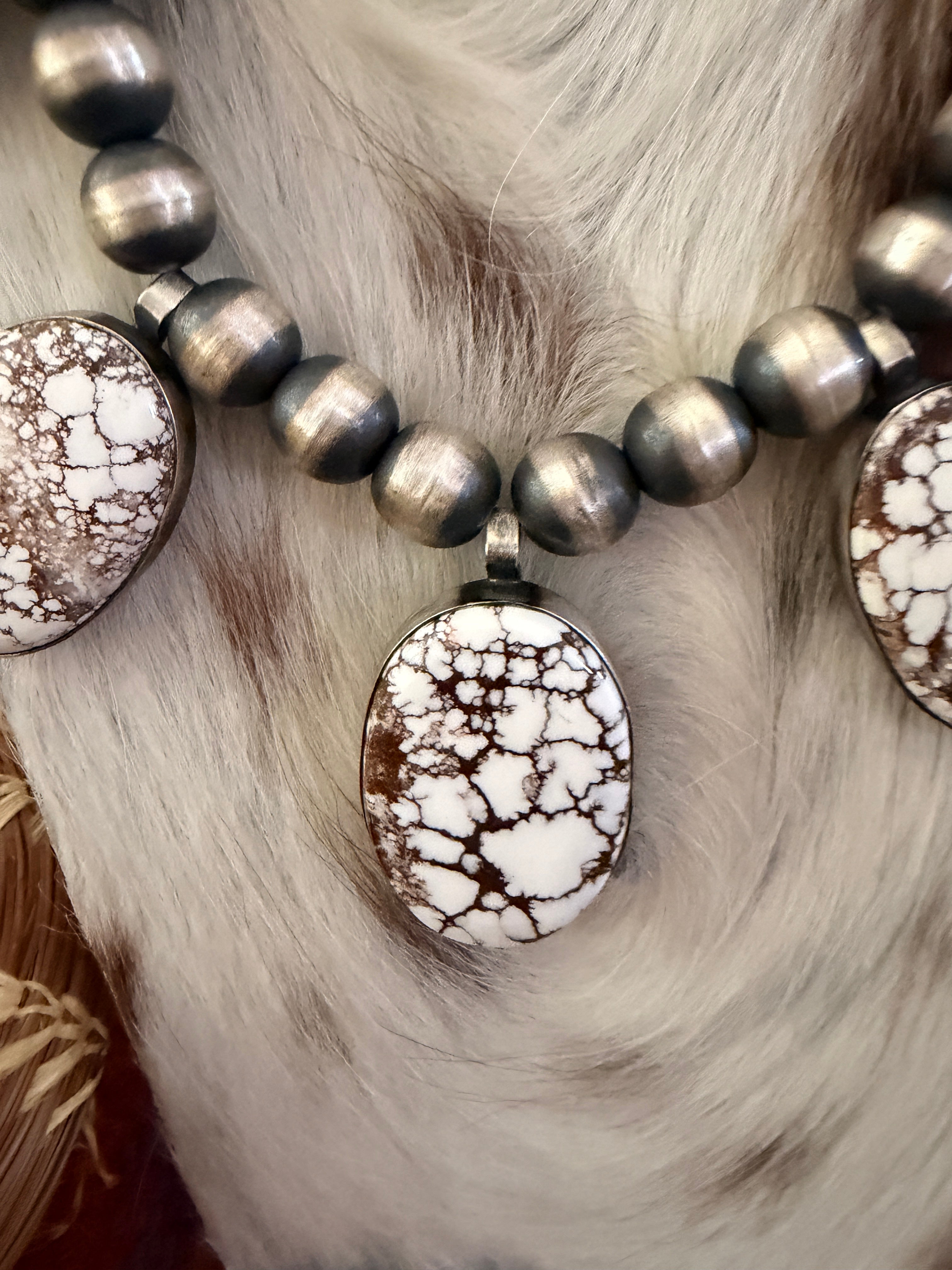 Handcrafted Wild Horse & Sterling Silver Beaded Necklace