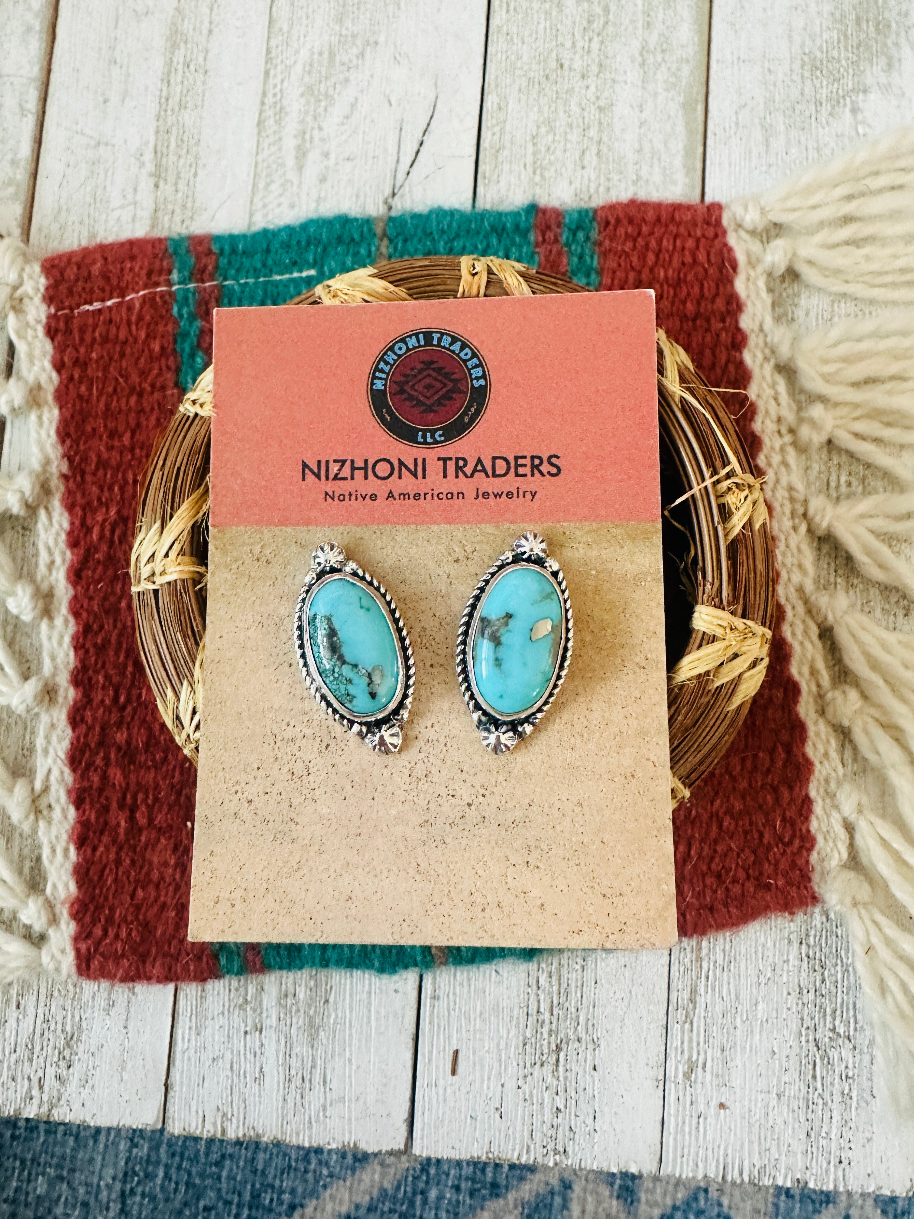 Handcrafted Sterling Silver & Turquoise Post Earrings