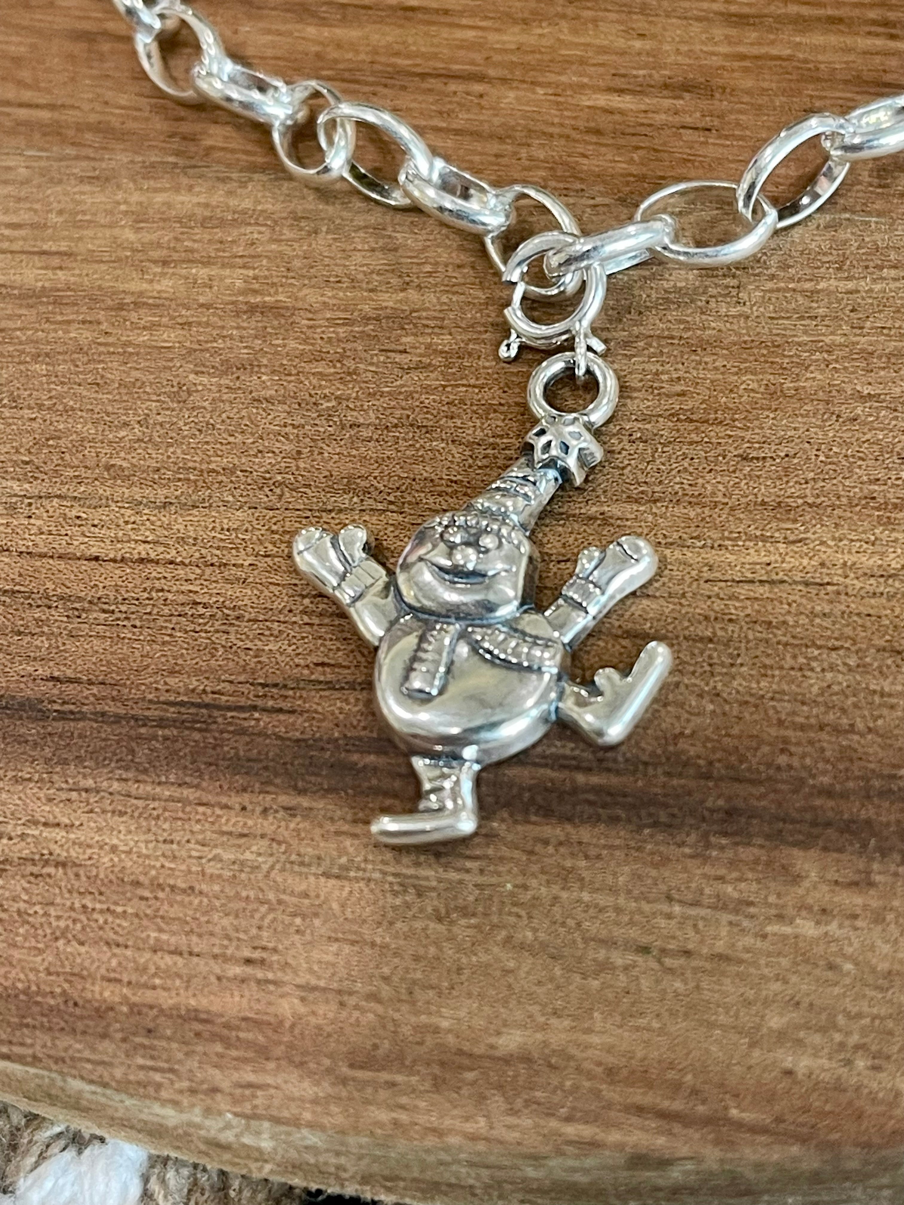 Handcrafted Sterling Silver CHRISTMAS SNOWMAN Charm