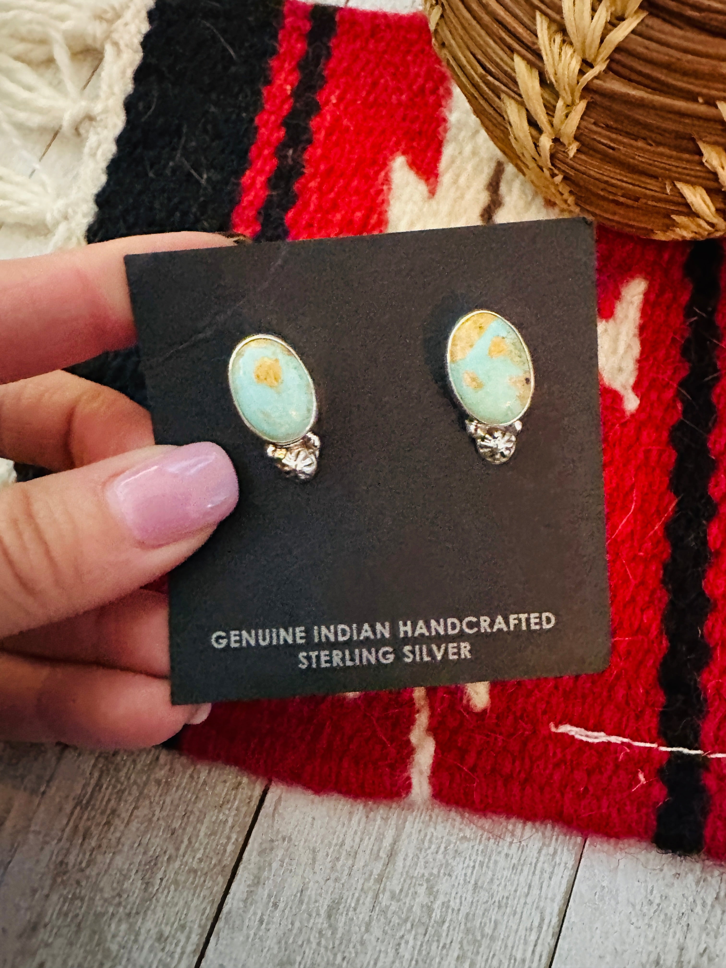 Handcrafted Sterling Silver & Turquoise Stud Post Earrings