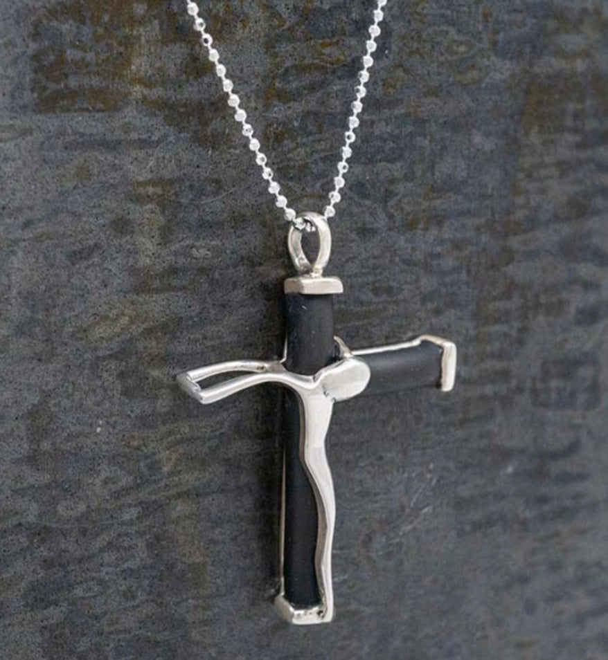 Crucifix Cross Pendant Sterling Silver Necklace