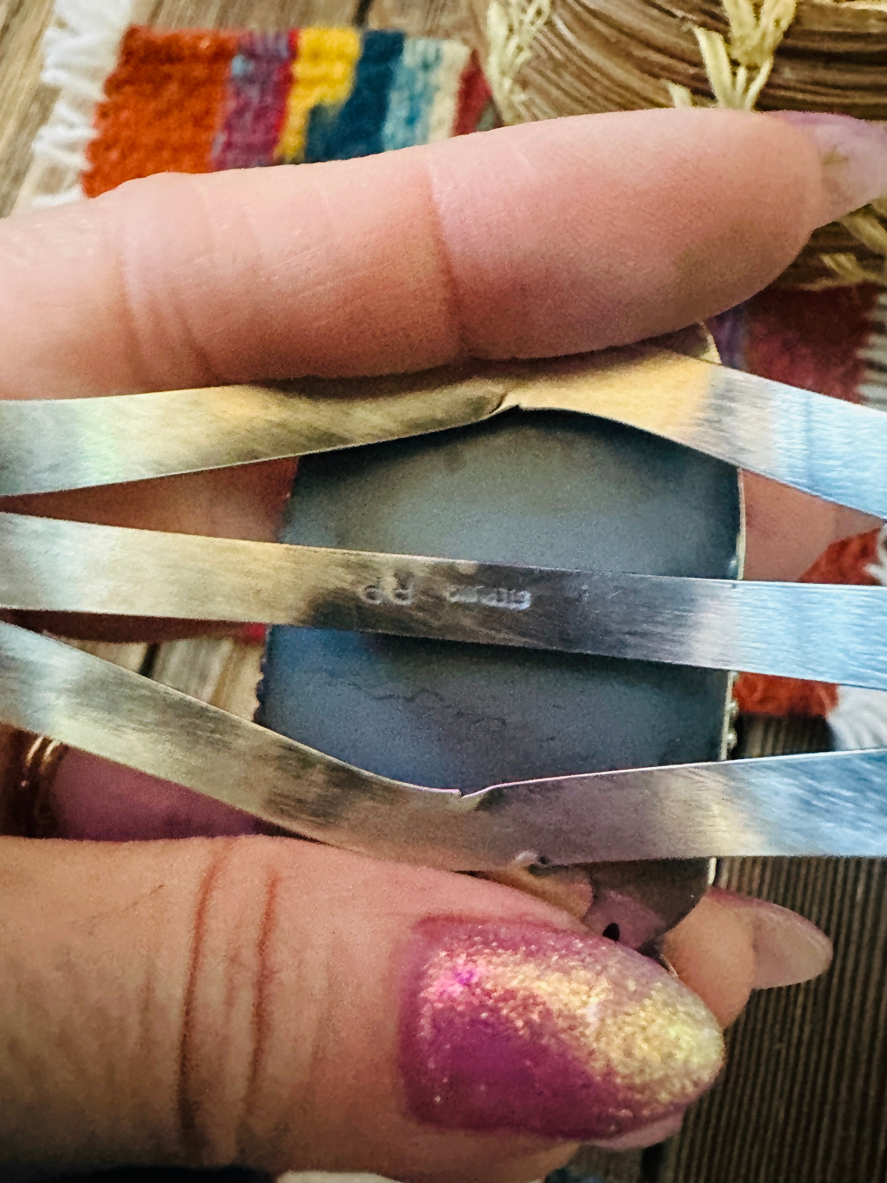 Handcrafted Pilot Mountain Turquoise & Sterling Silver Cuff Bracelet by Rosella Paxson