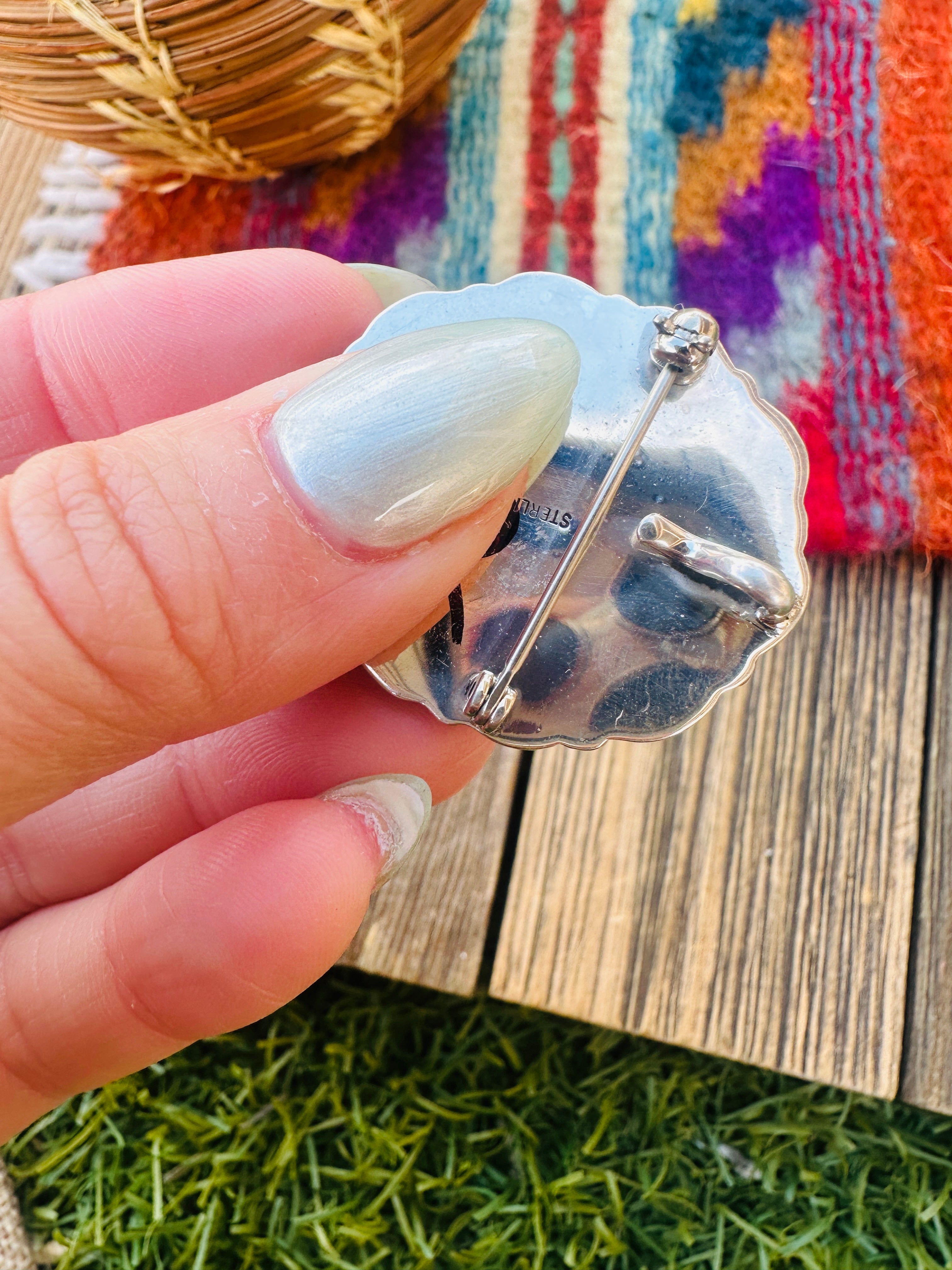 Handcrafted Sterling Silver and Multi Stone Cluster Brooch/ Pendant