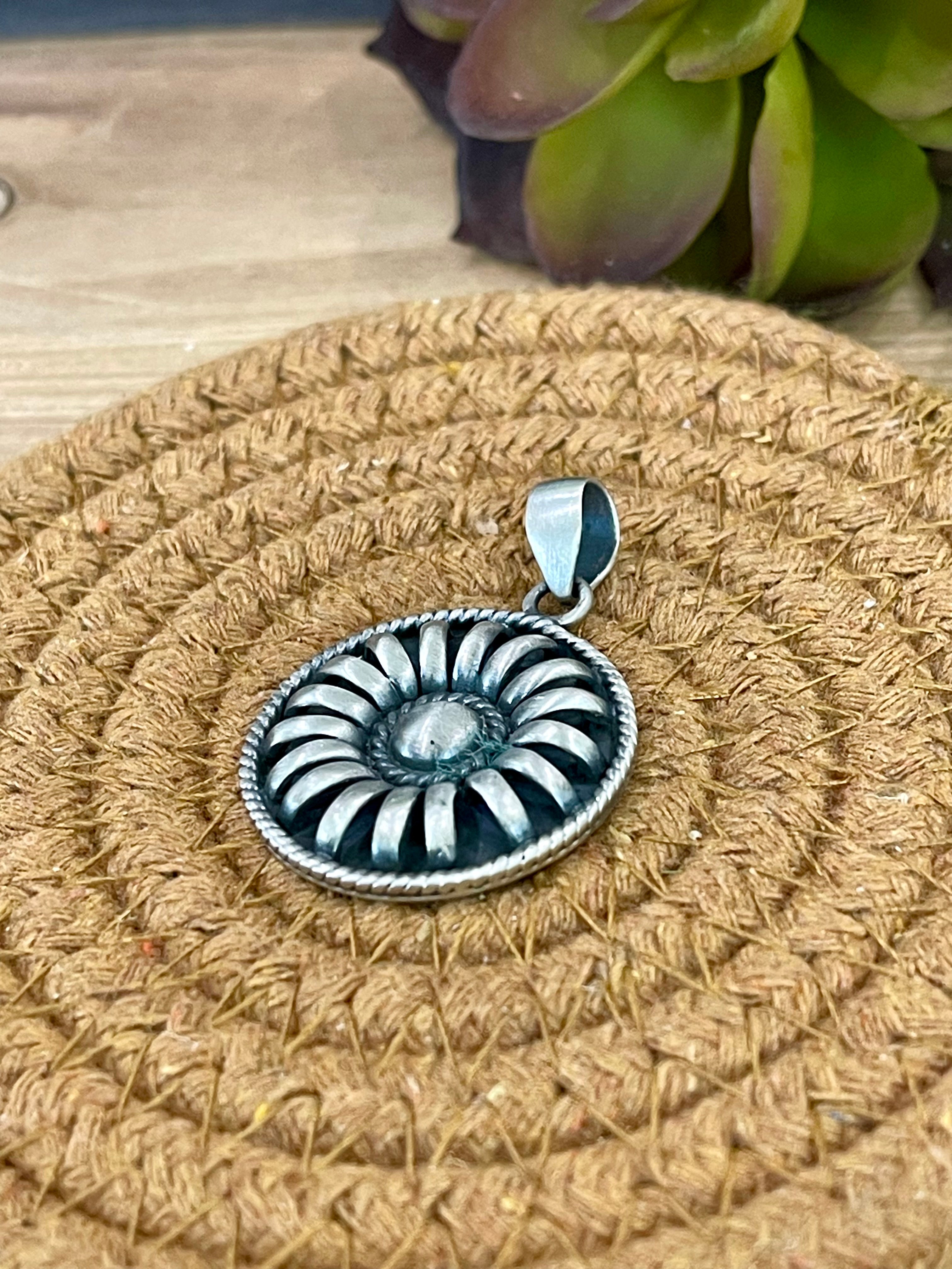 Handmade Sterling Silver Pendant with Signed Nizhoni