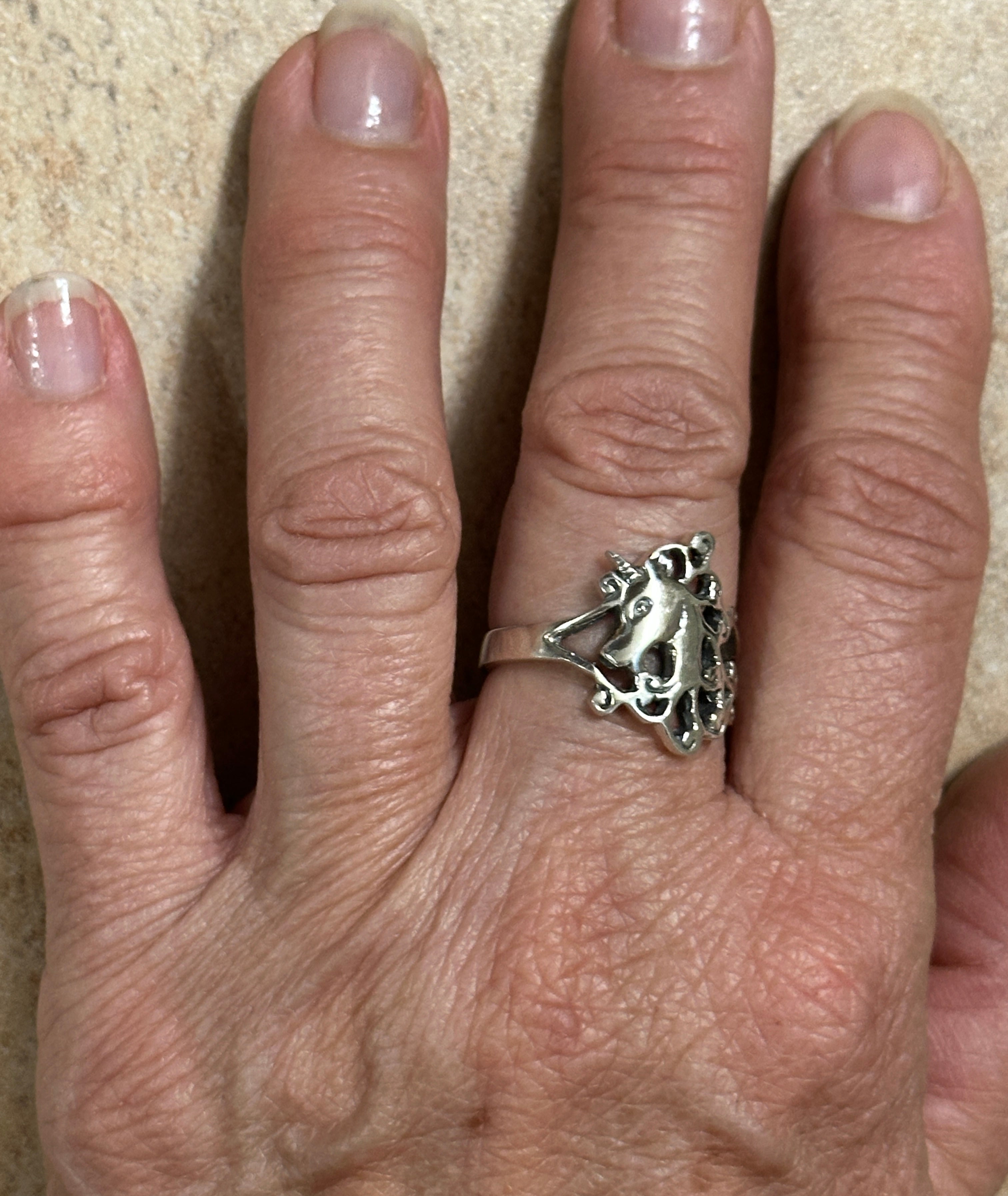 Unicorn/ Horse Head Sterling Silver Ring