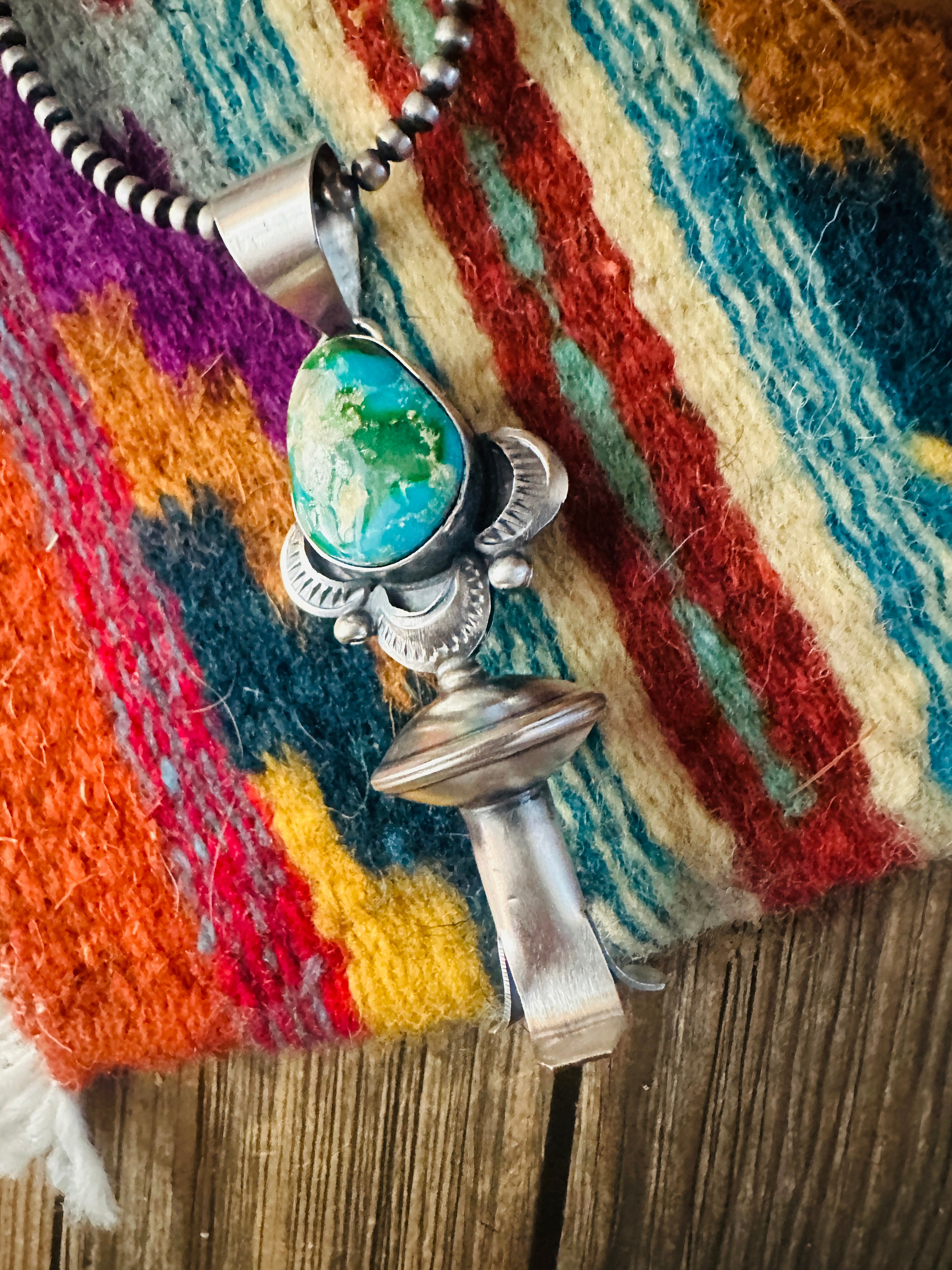 Handcrafted Sterling Silver & Sonoran Mountain Turquoise Blossom Pendant