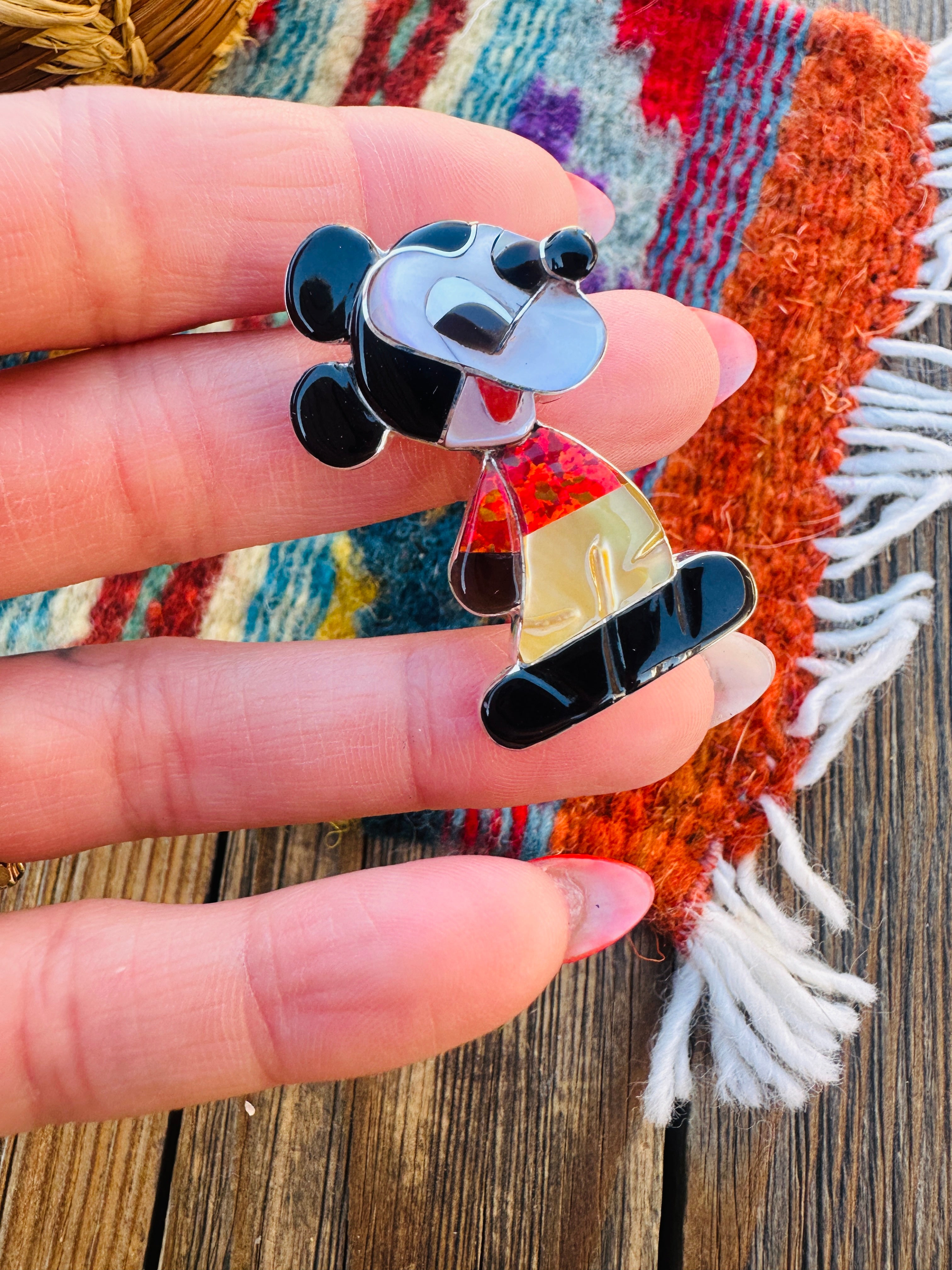 Handcrafted Sterling Silver and Multi Stone Character Brooch/ Pendant