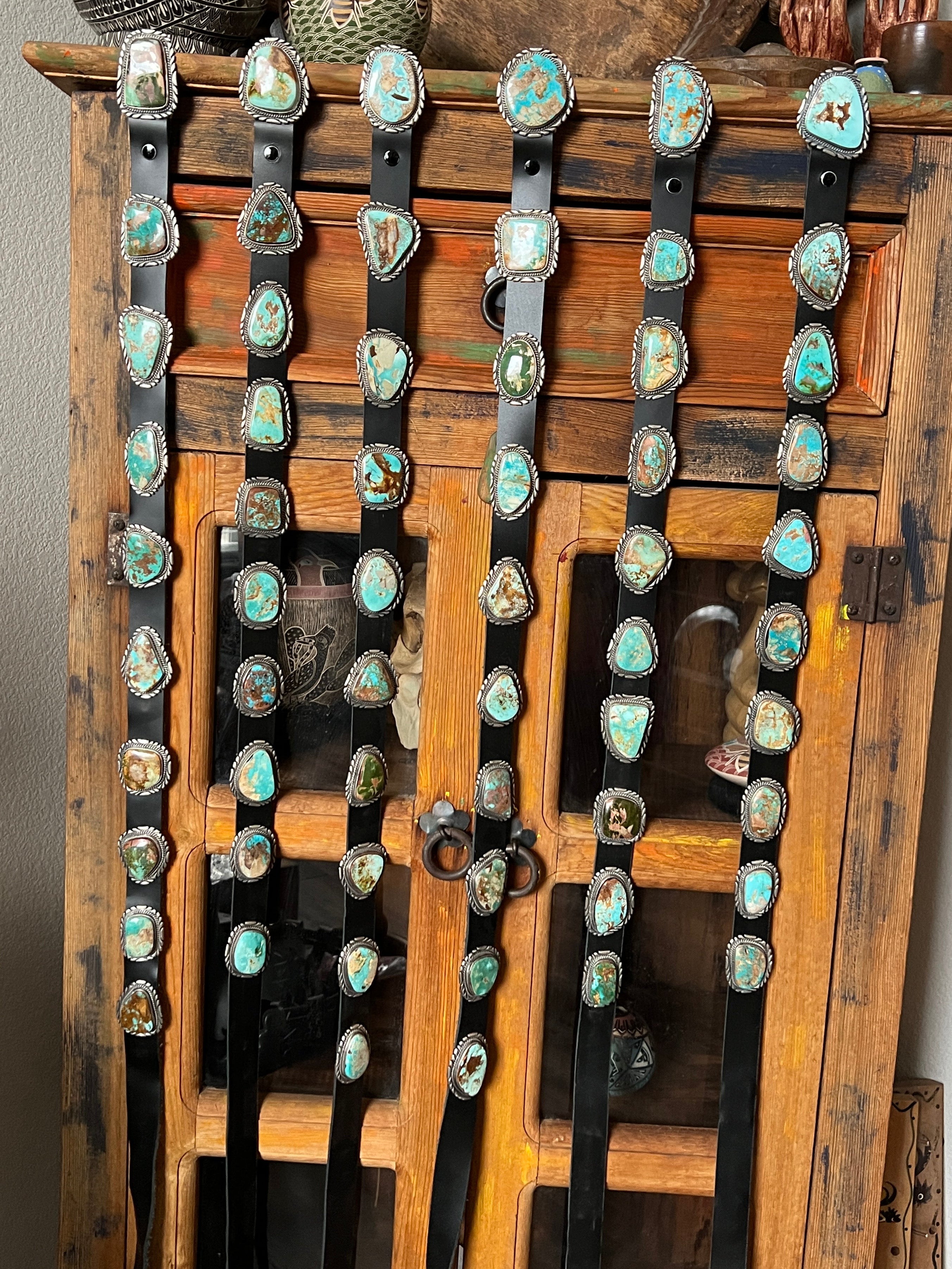 Stunning Handcrafted Sterling Silver and Royston Turquoise Concho Belts by Mary Ann Spencer: Six To Choose From!