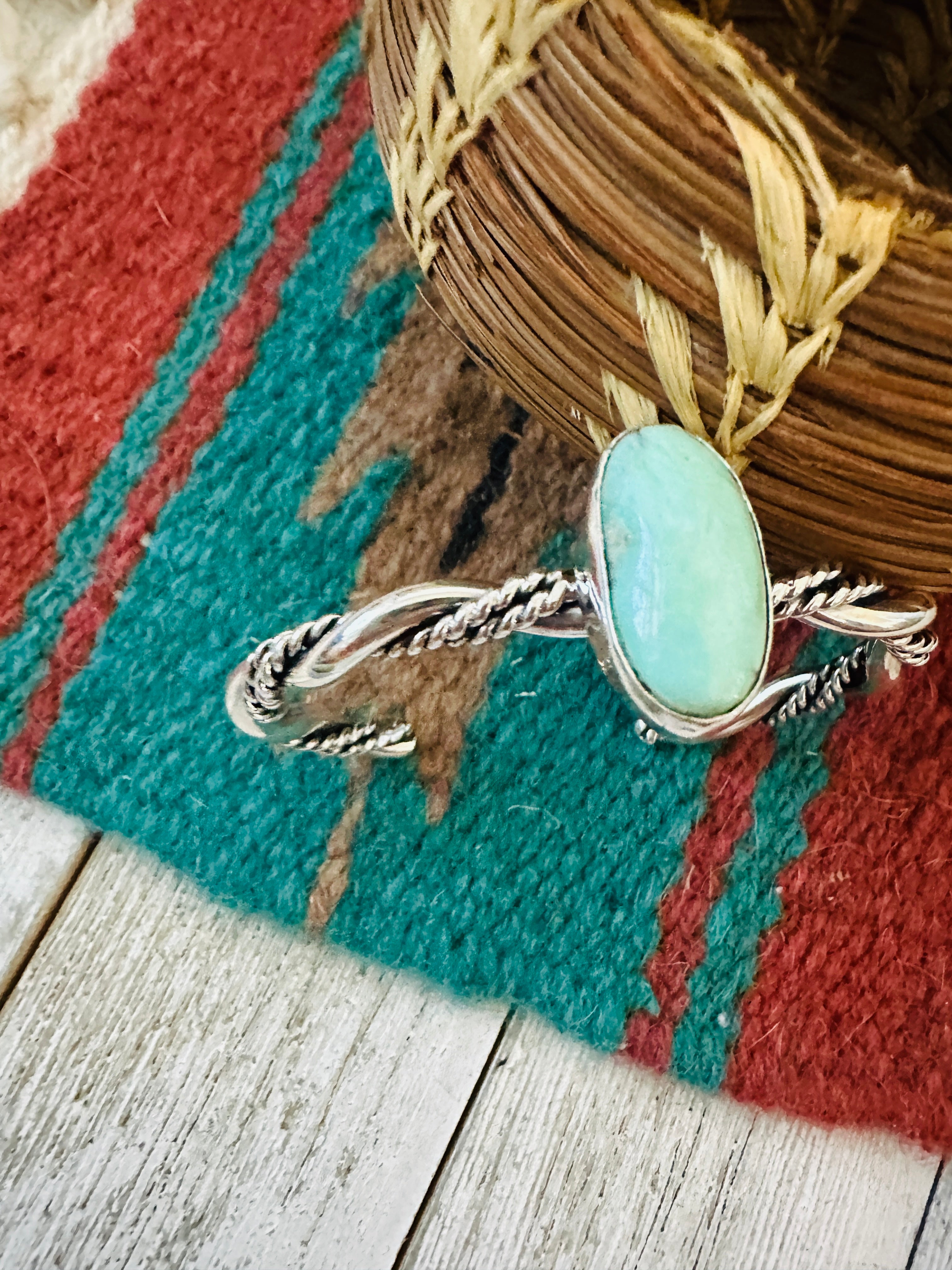 Handcrafted Twisted Sterling Silver & Turquoise Cuff Bracelet
