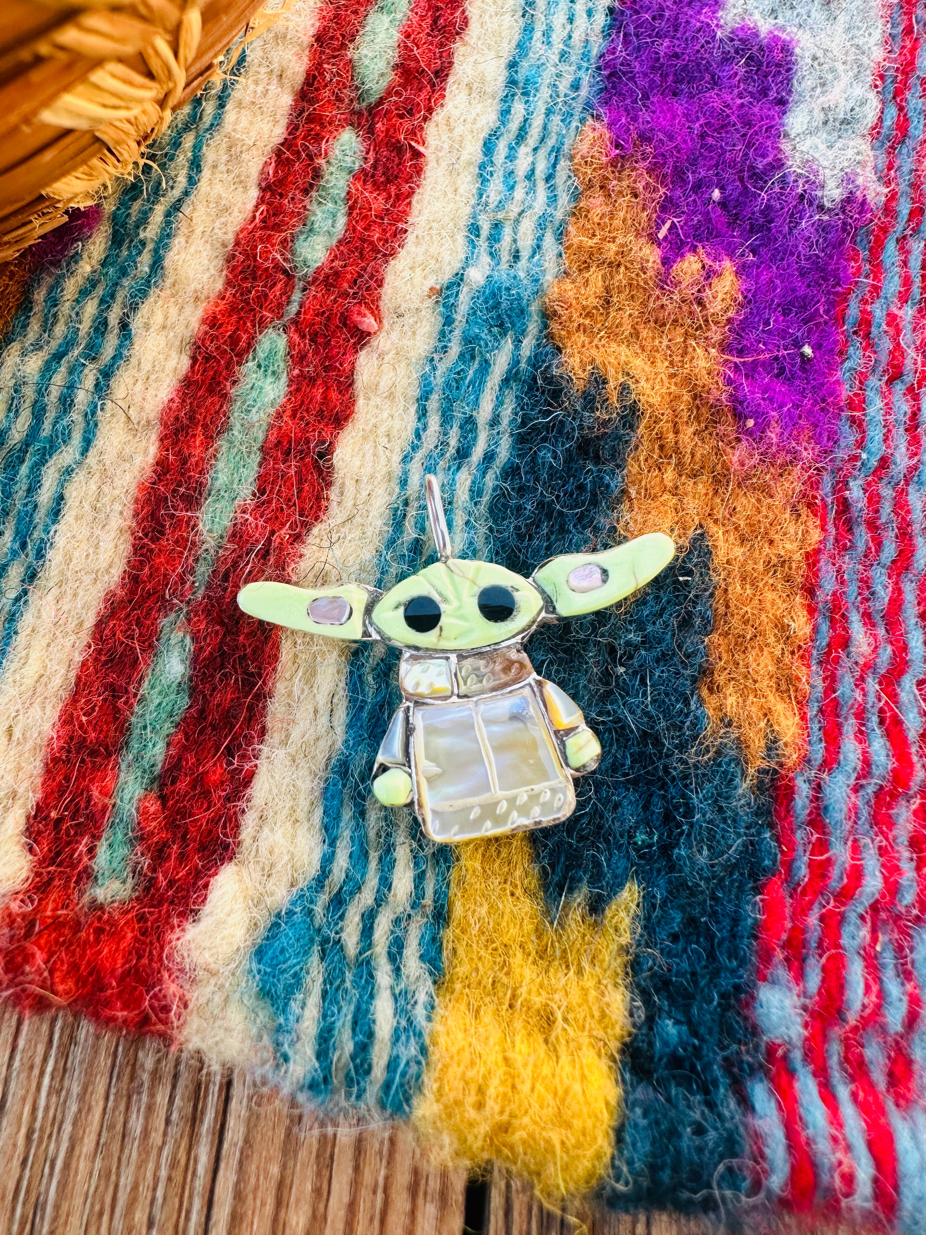 Handcrafted Sterling Silver and Multi Stone Character Pendant