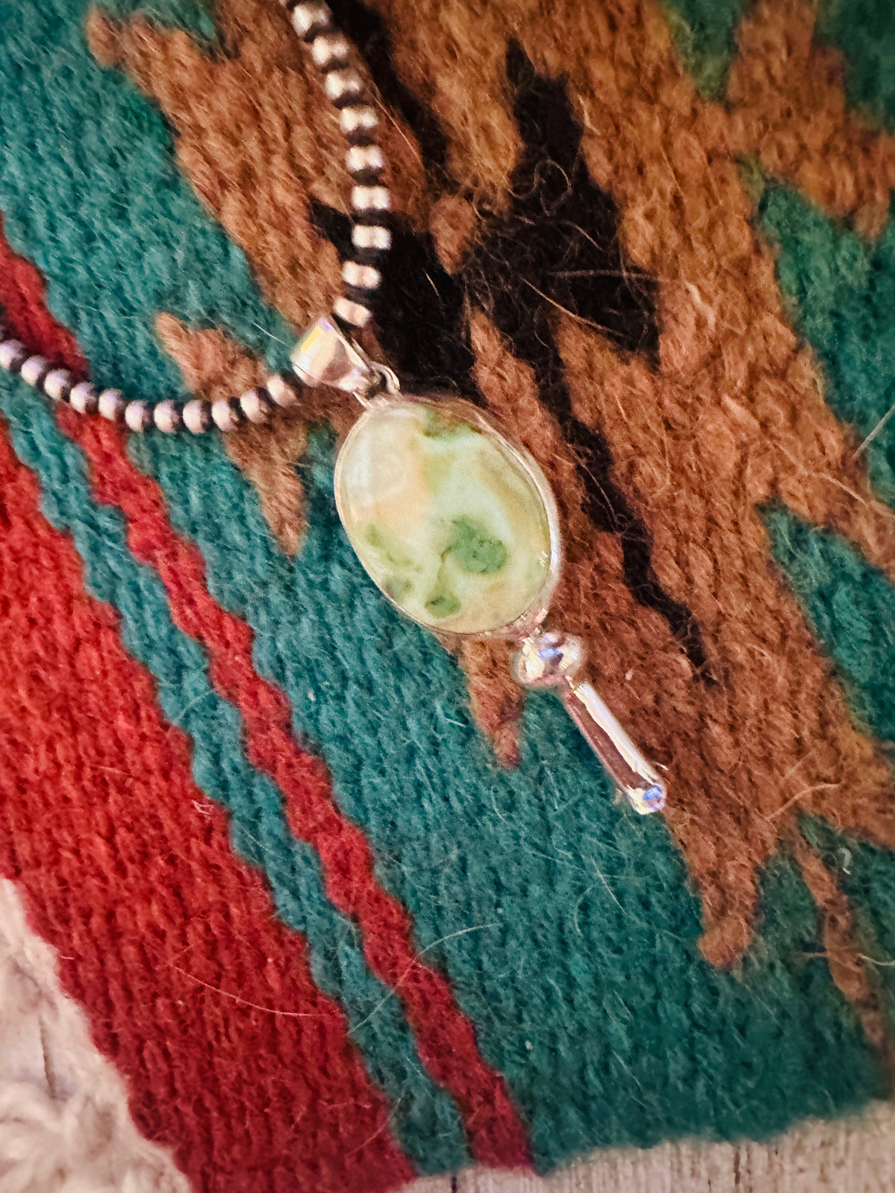 Handcrafted Carico Lake Turquoise & Sterling Silver Blossom Pendant