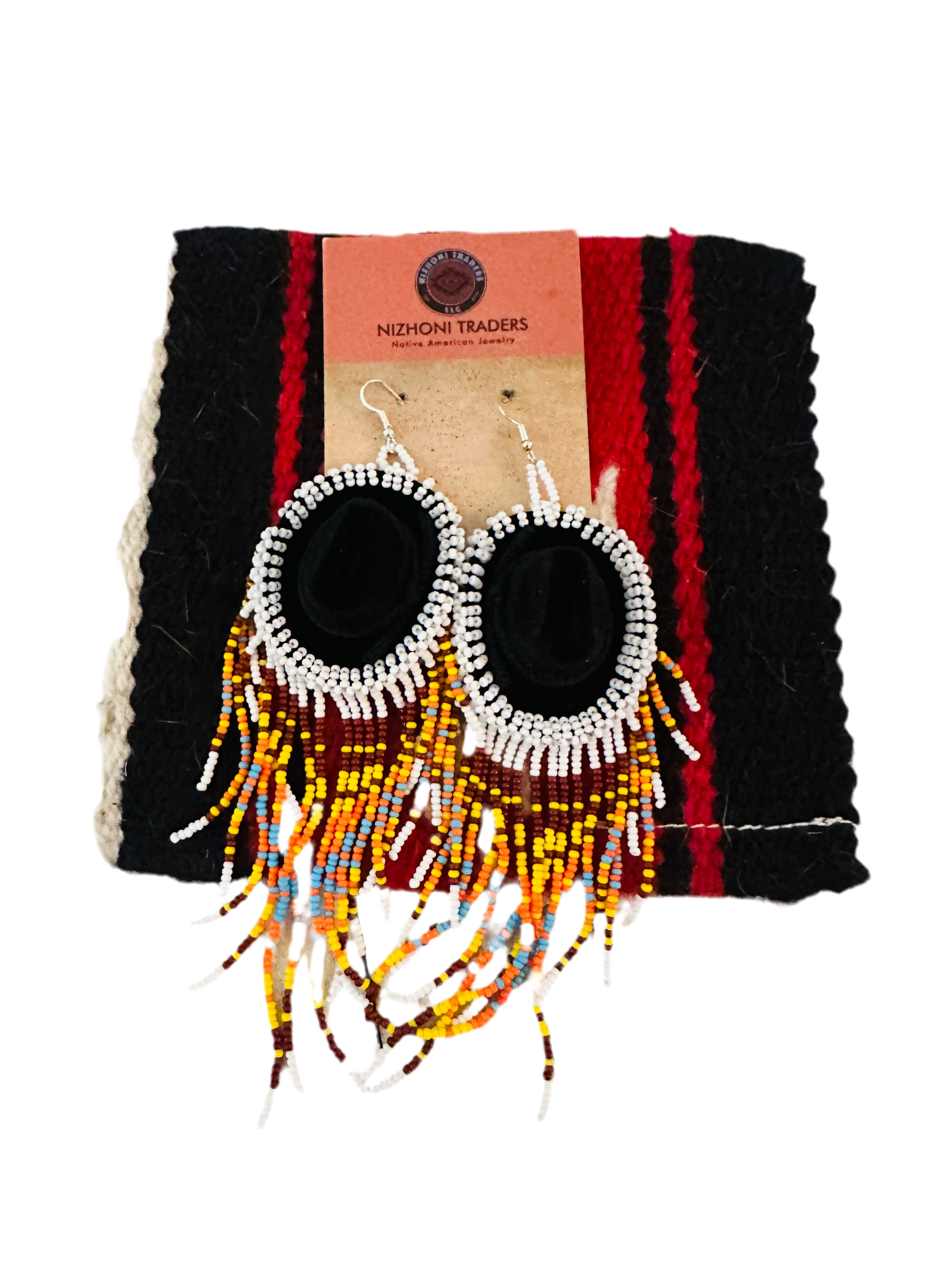 Navajo Beaded Cowboy Hat Dangle Earrings