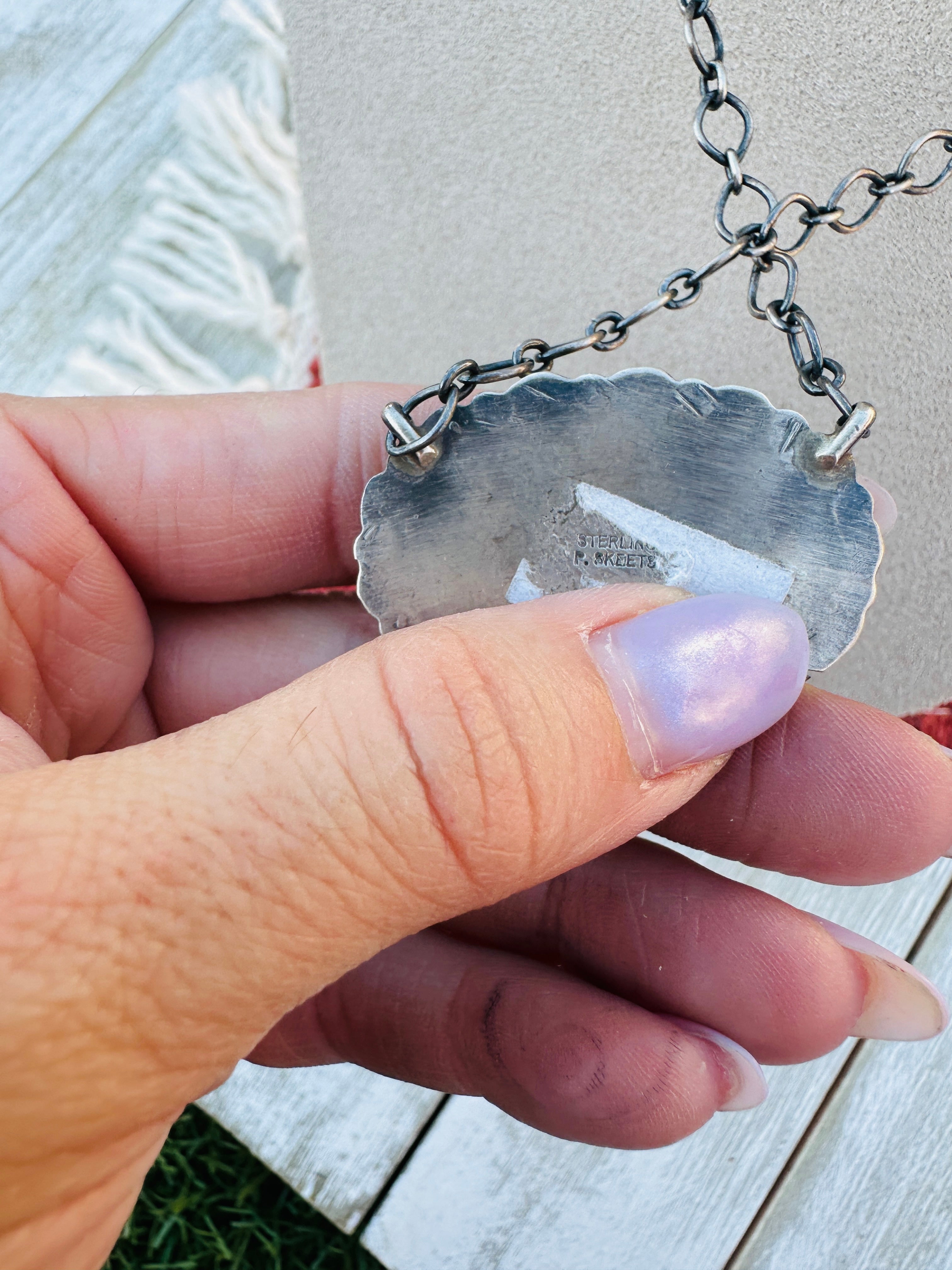 Handcrafted Sterling Silver 18” Link Chain & Turquoise Necklace