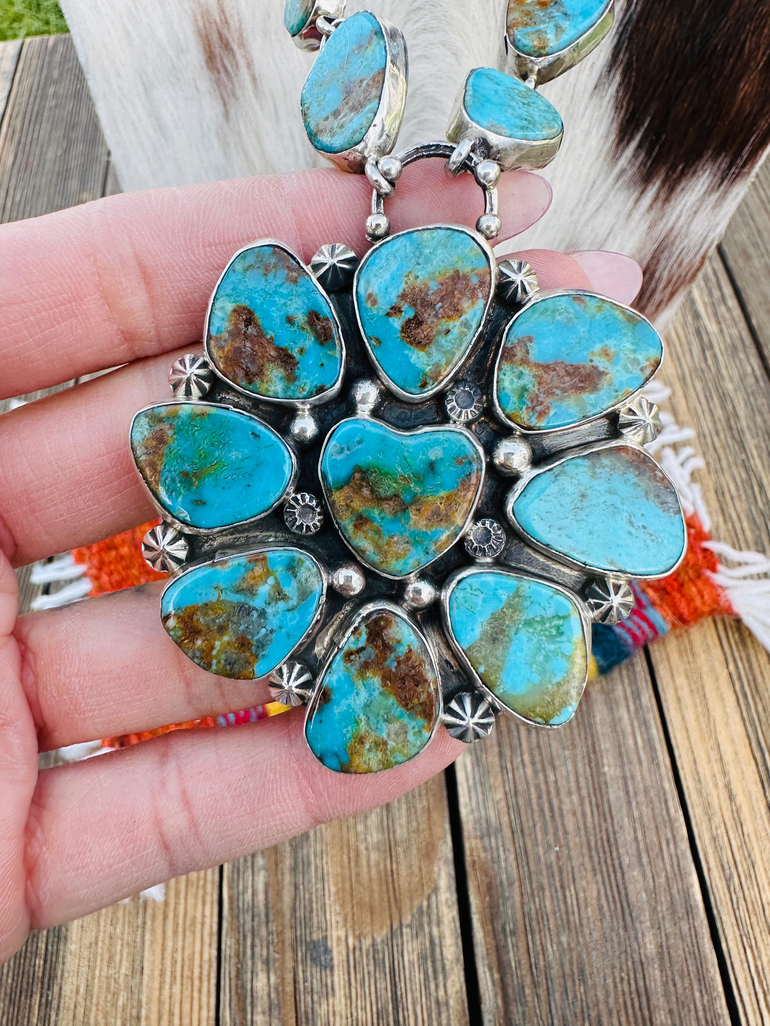 Handcrafted Turquoise & Sterling Silver Heart Necklace by Jacqueline Silver