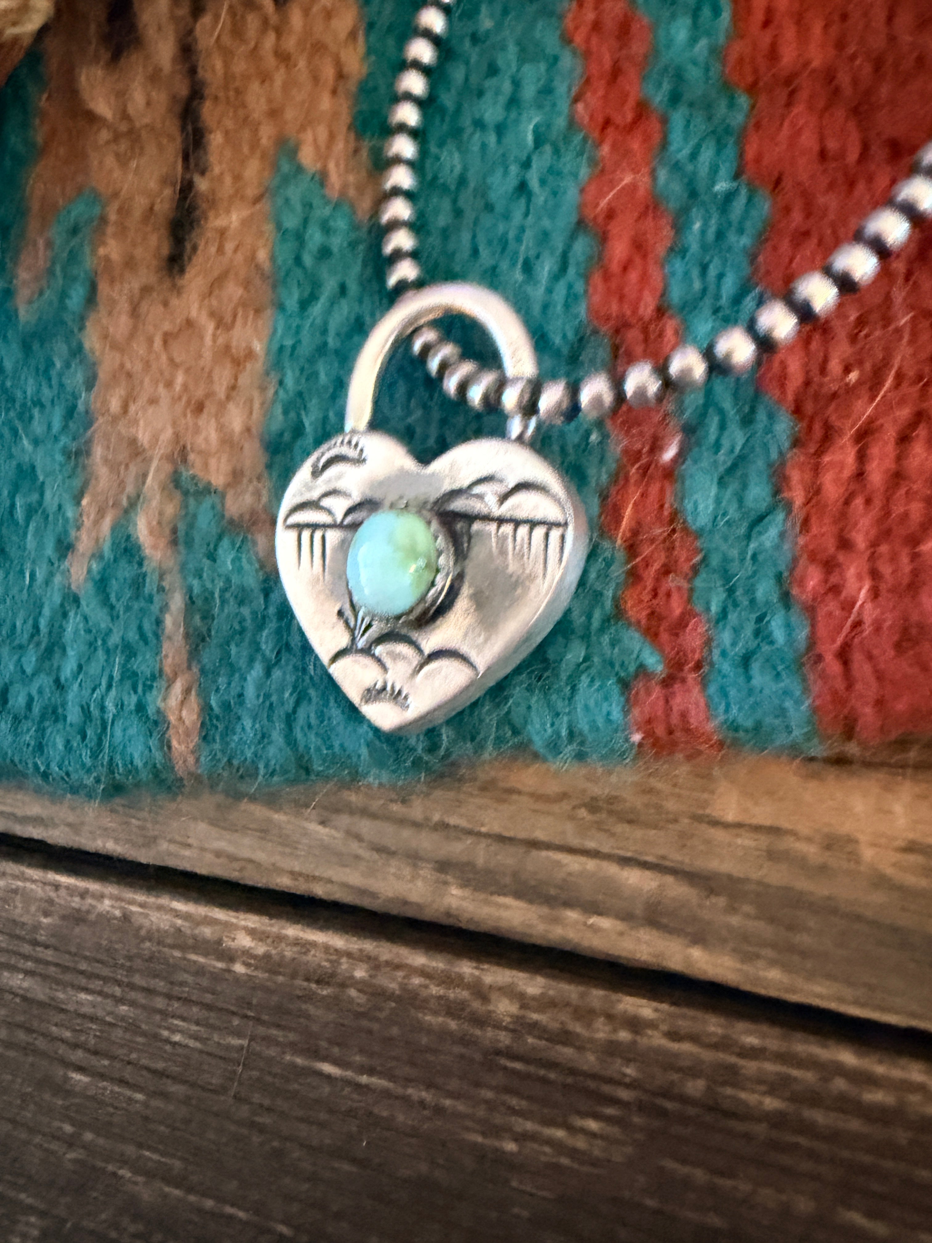 Handcrafted Sterling Silver & Sonoran Mountain Turquoise Heart Locket Pendant