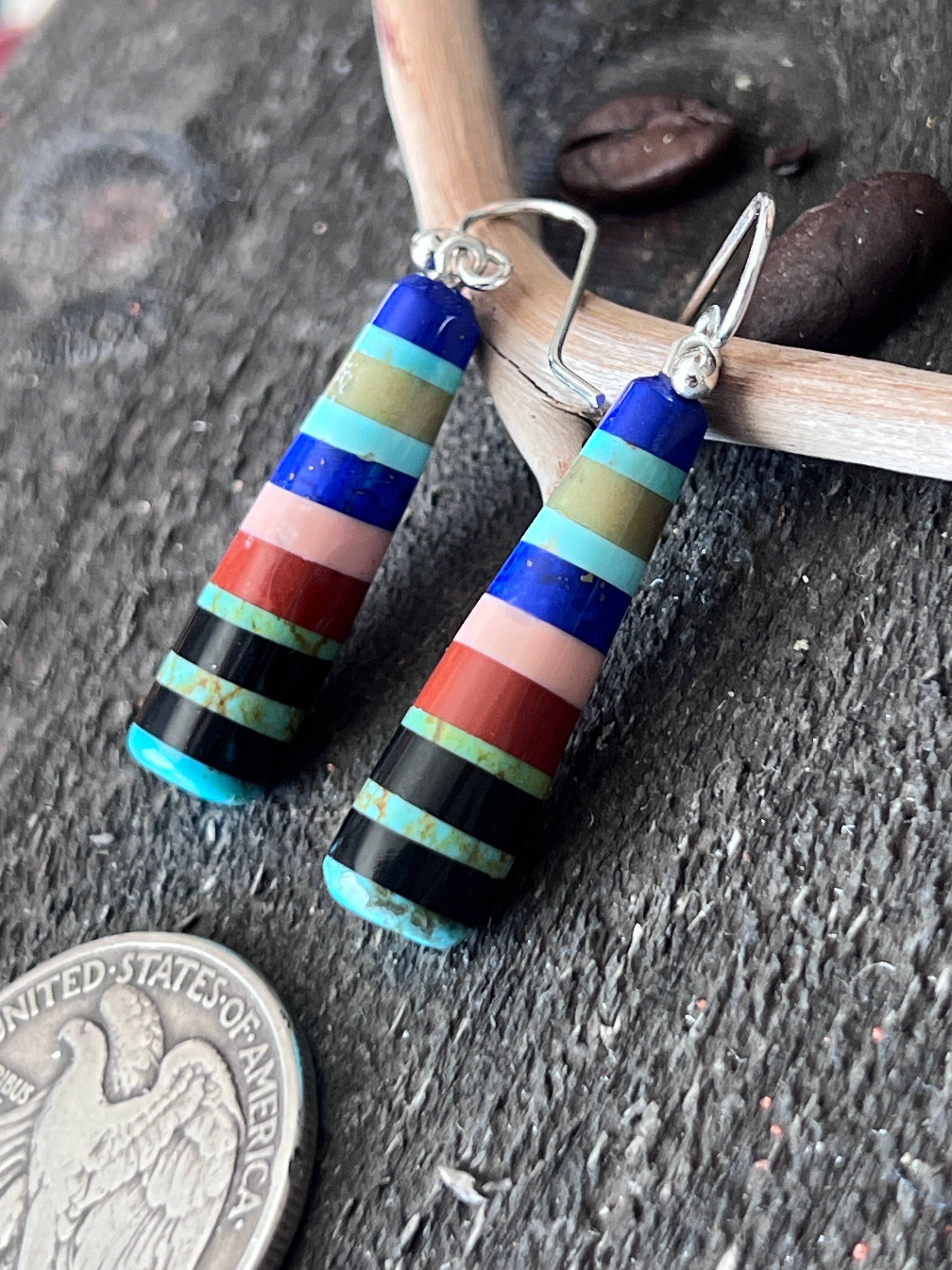 Santo Domingo Layered Multistone Earrings by Ronald Chavez, Stacked Gems #3