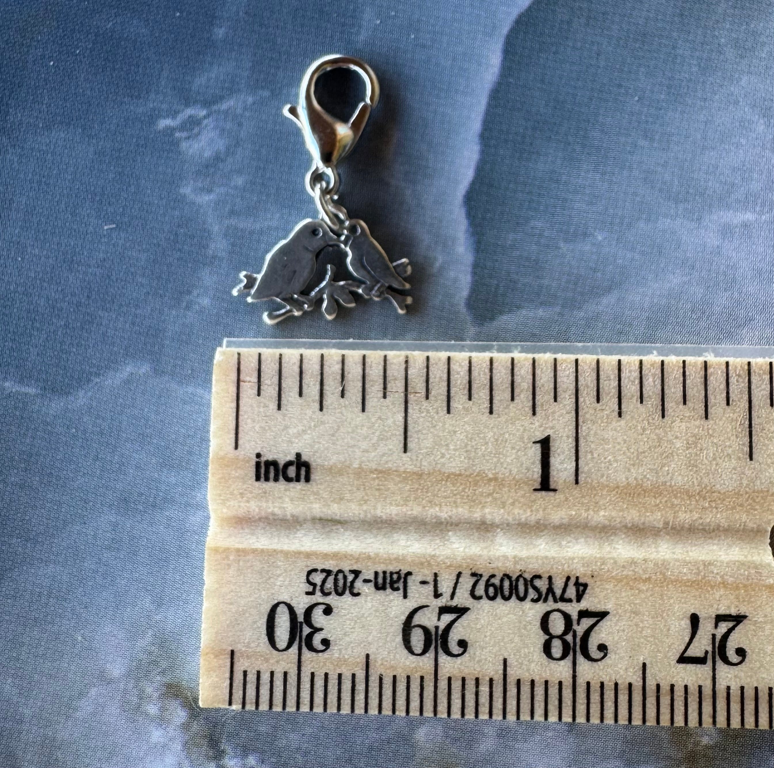 Handcrafted Sterling Silver Love Birds Charm