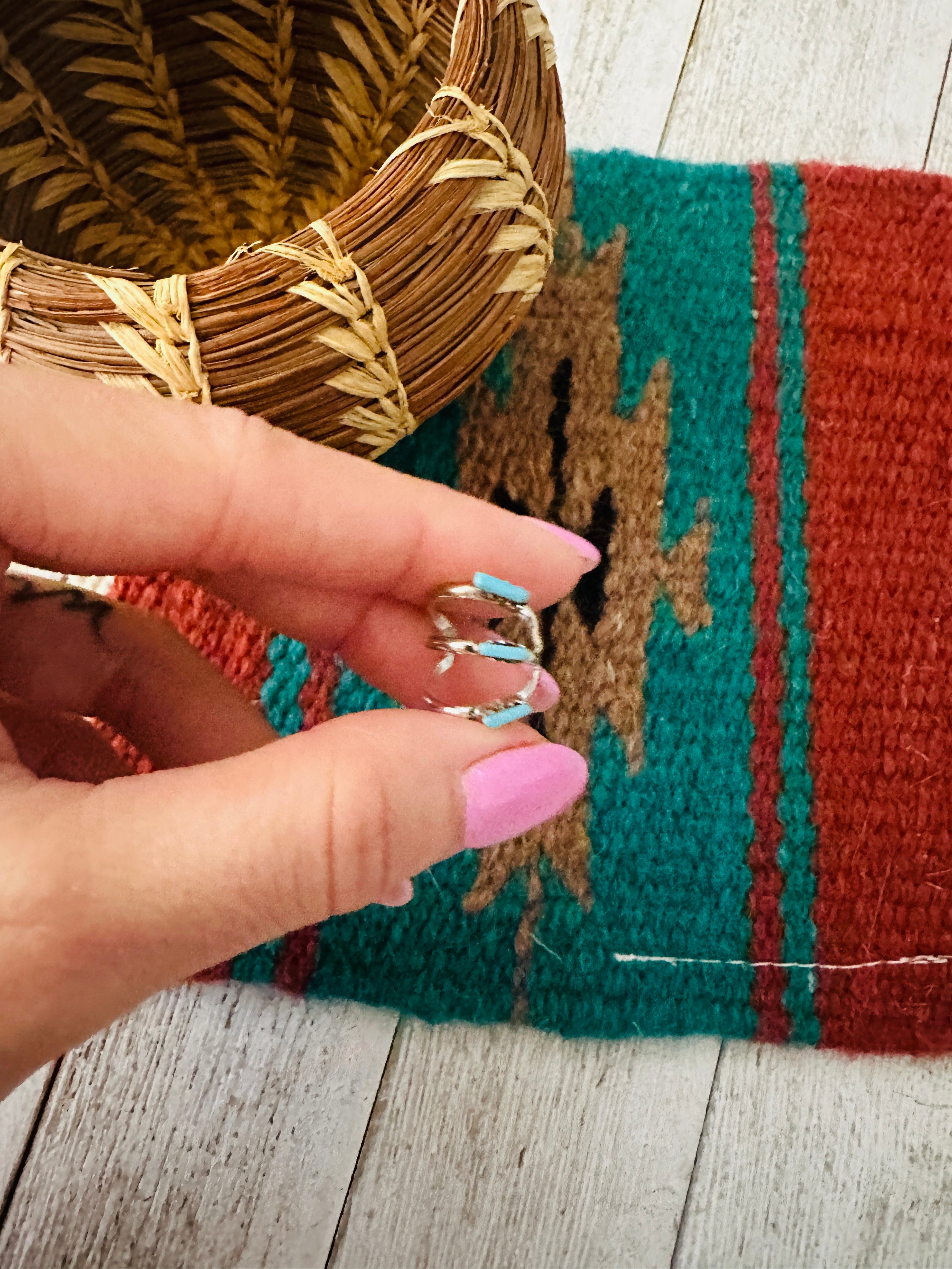 Handcrafted Sterling Silver & Turquoise Ear Cuff 3 ST