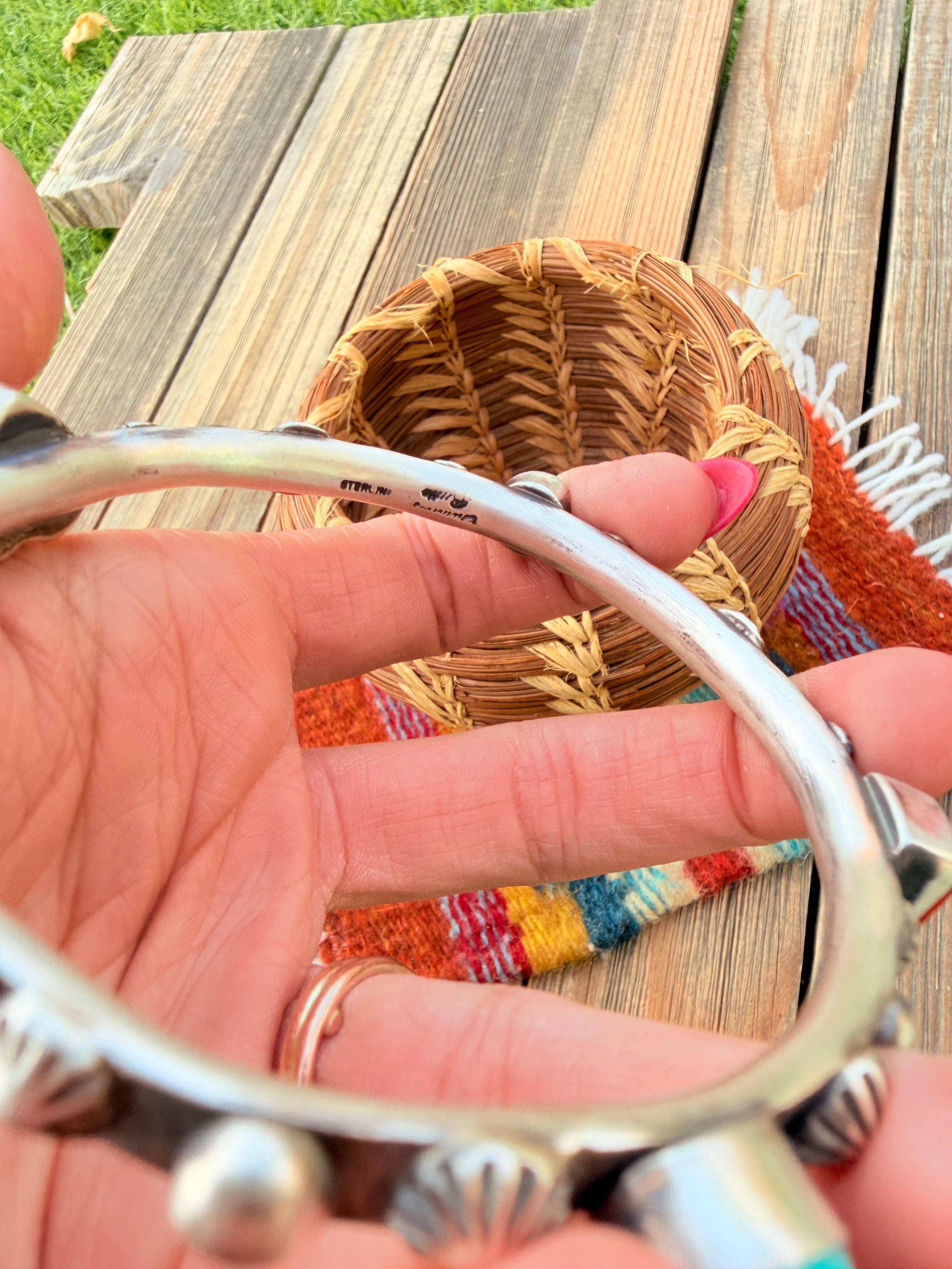 Handcrafted Multi Stone & Sterling Silver Bangle Bracelet by Chimney Butte