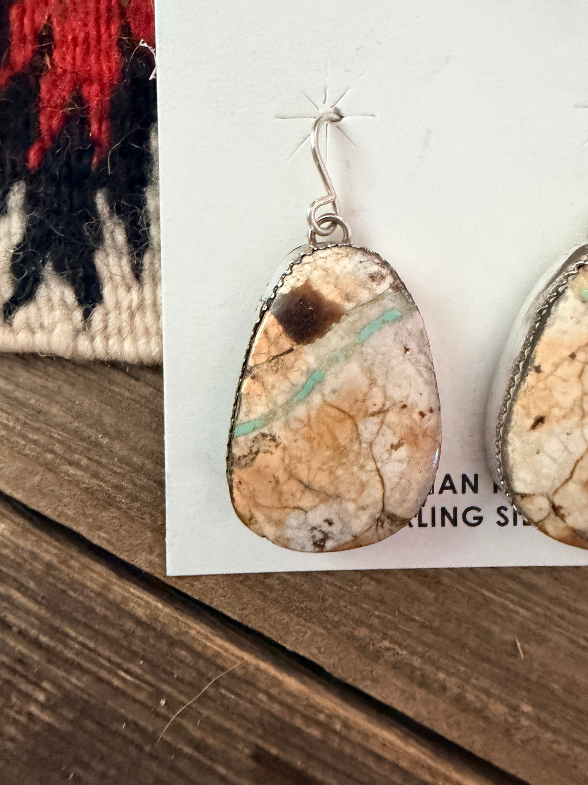 Handcrafted Ribbon Turquoise & Sterling Silver Dangle Earrings by Lorenzo Arviso Jr.