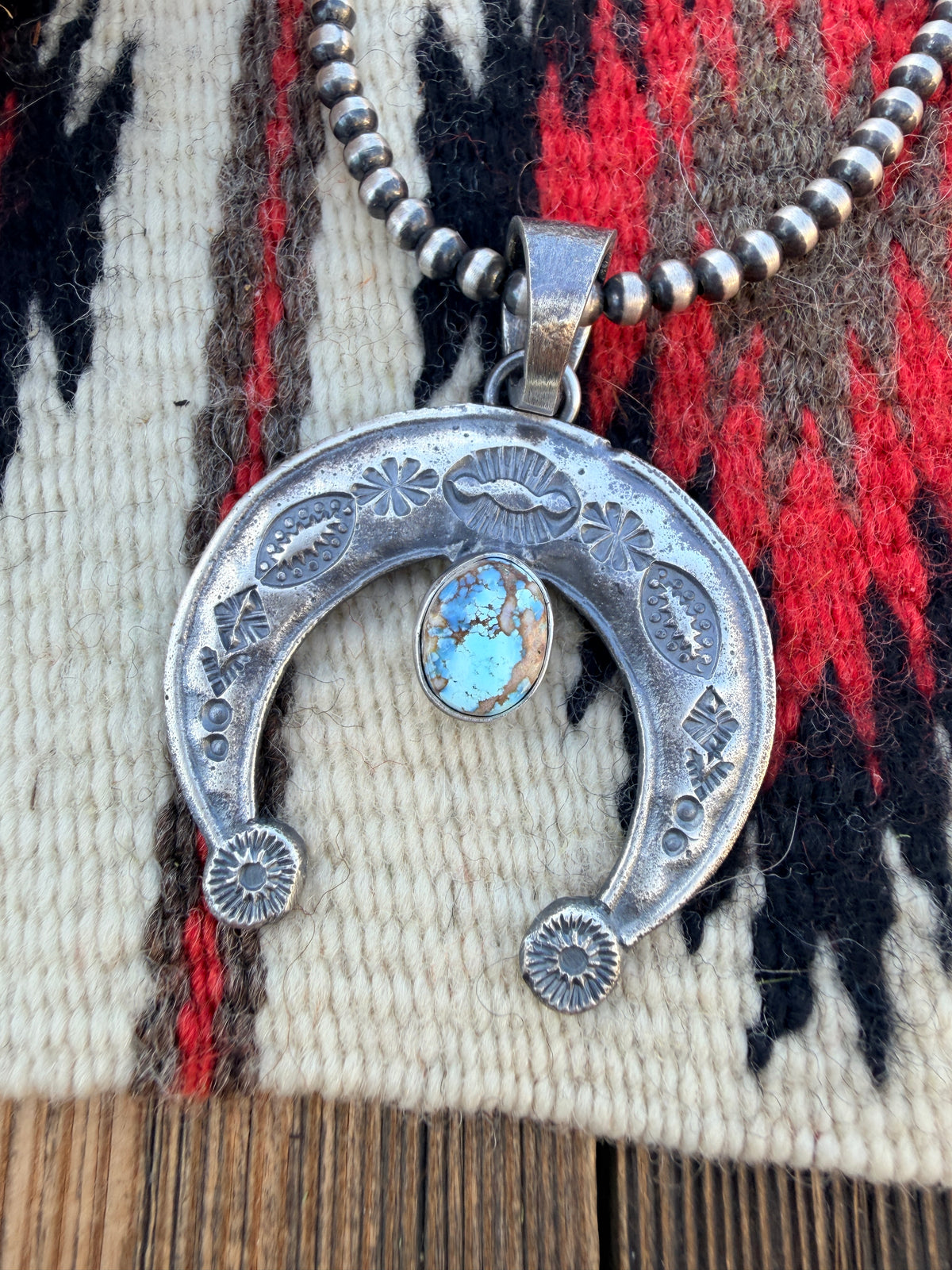 Handcrafted Sterling Silver & Golden Hills Turquoise Naja Pendant by Kevin Billah