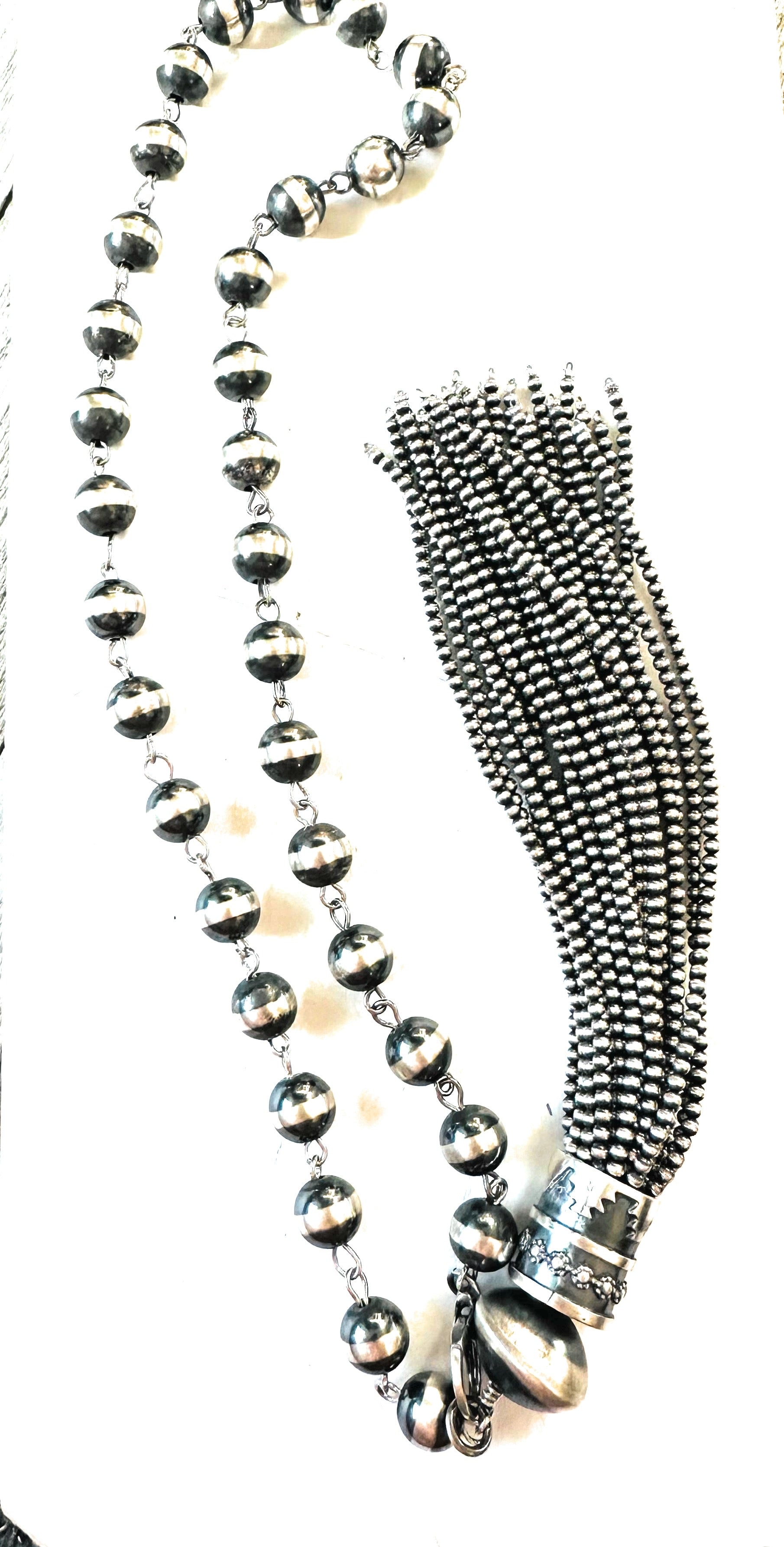 Handcrafted Sterling Silver Beaded Tassel Blossom Necklace