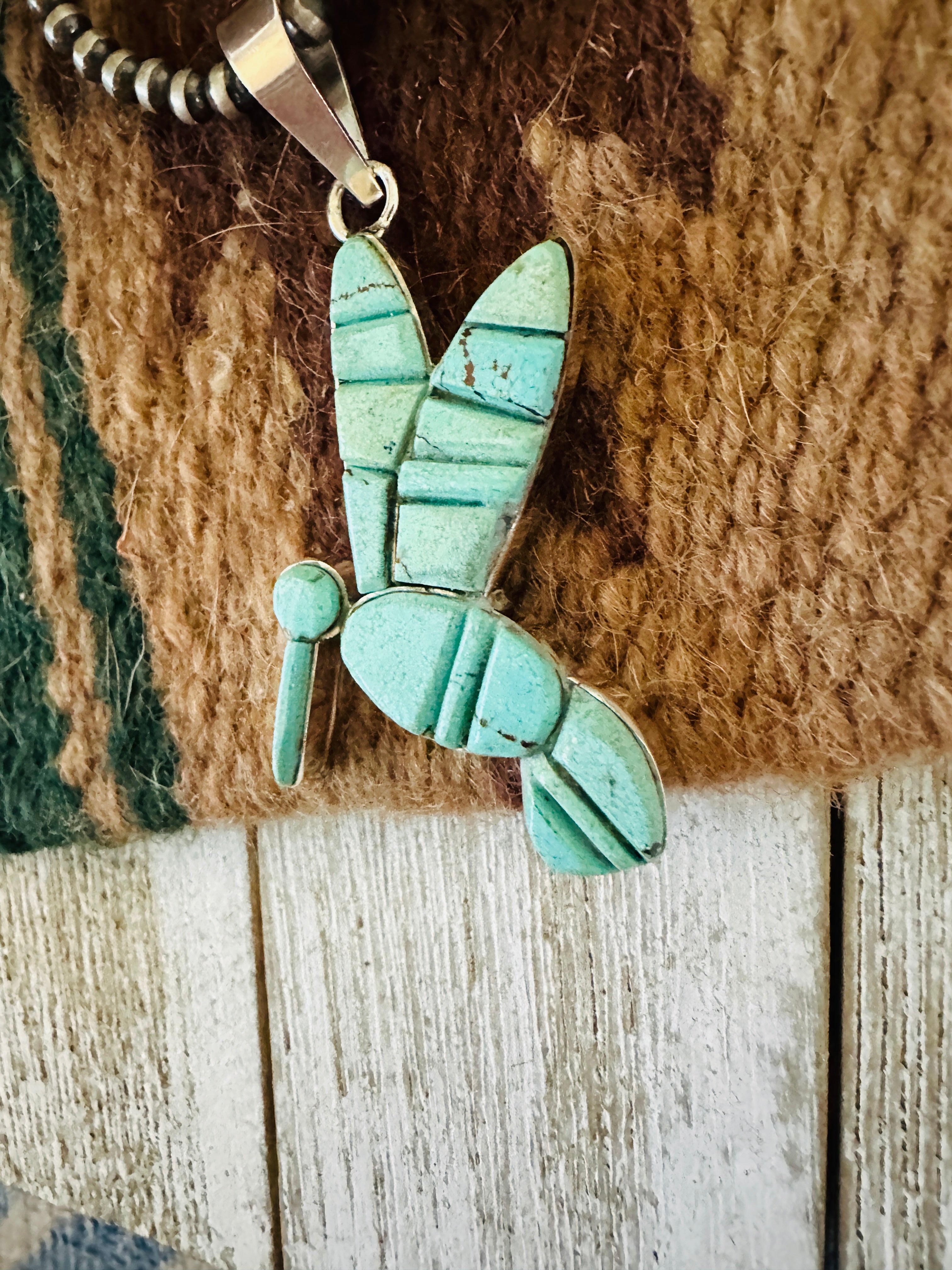 Handcrafted Sterling Silver & Turquoise Inlay Dragonfly Pendant