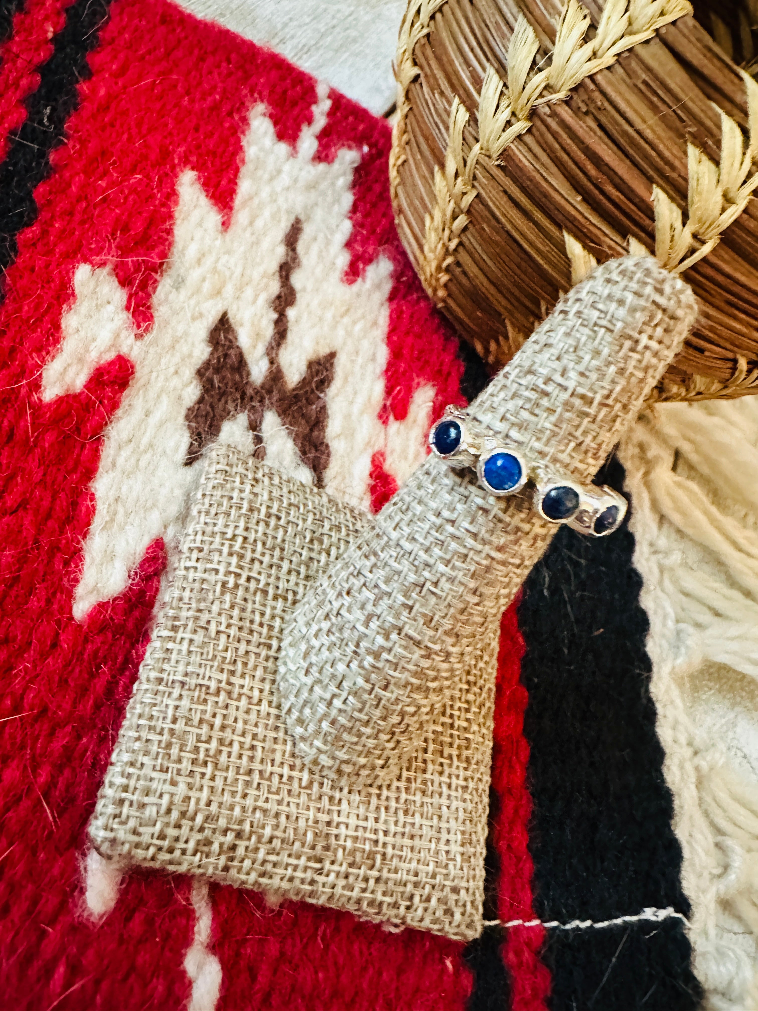 Handcrafted Lapis & Sterling Silver Band Ring Size 5.5