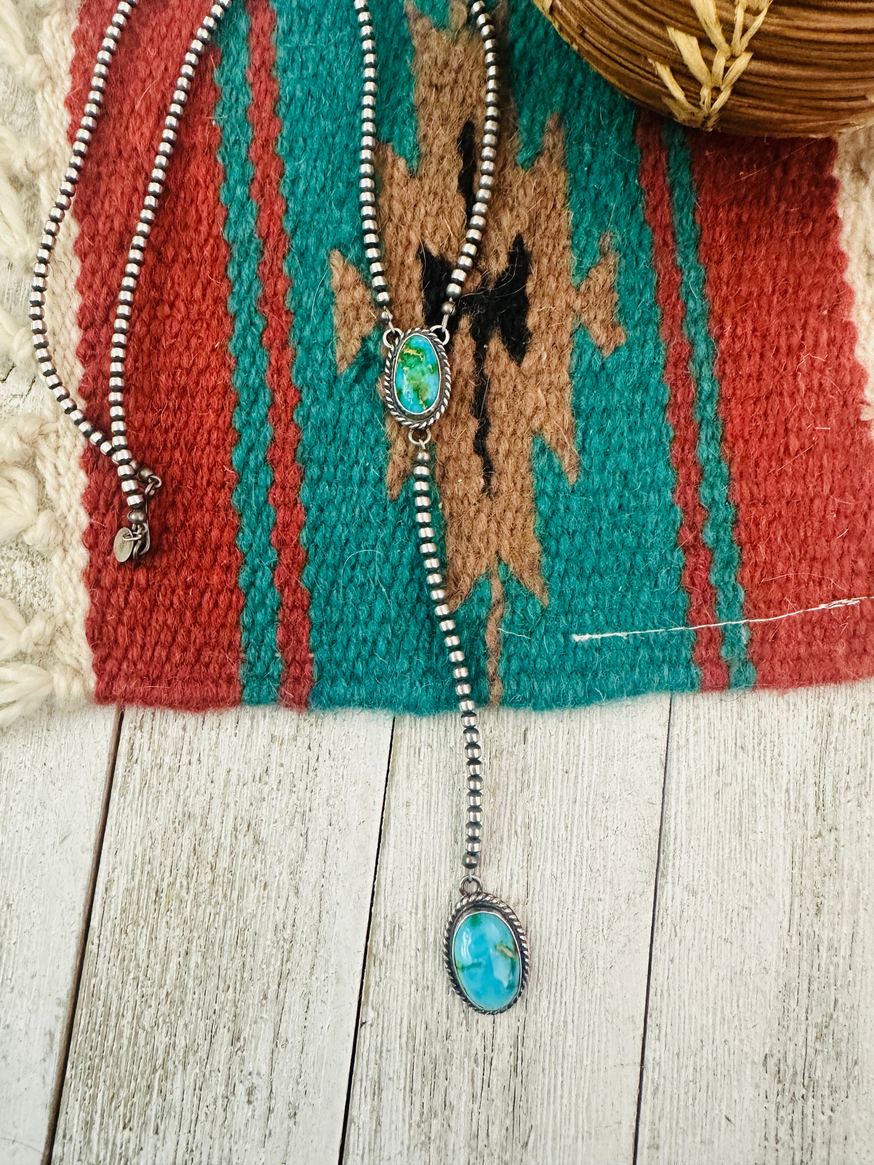 Handcrafted Sterling Silver & Sonoran Mountain Turquoise Beaded Necklace