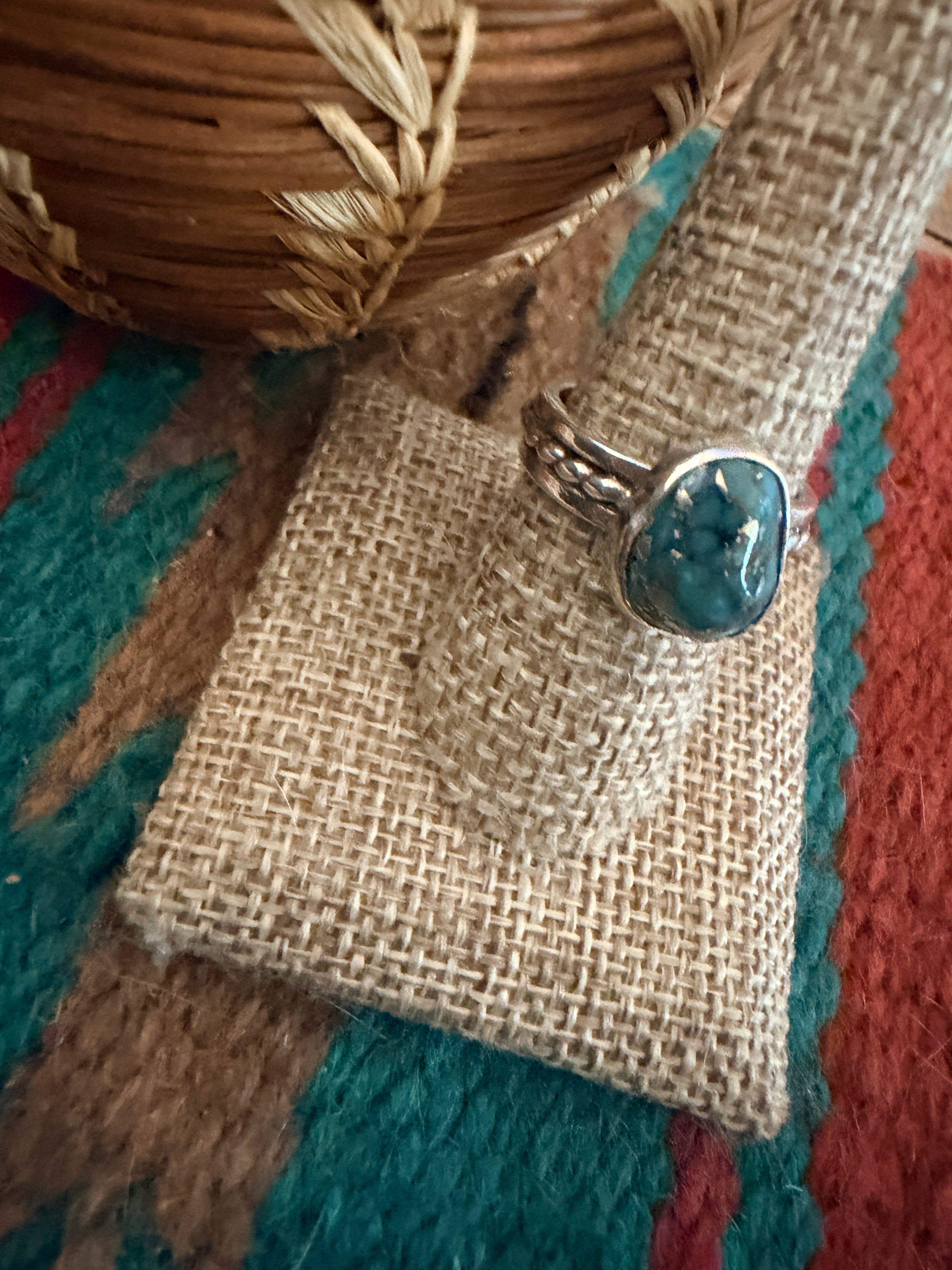 Handcrafted Turquoise & Sterling Silver Ring Size 9