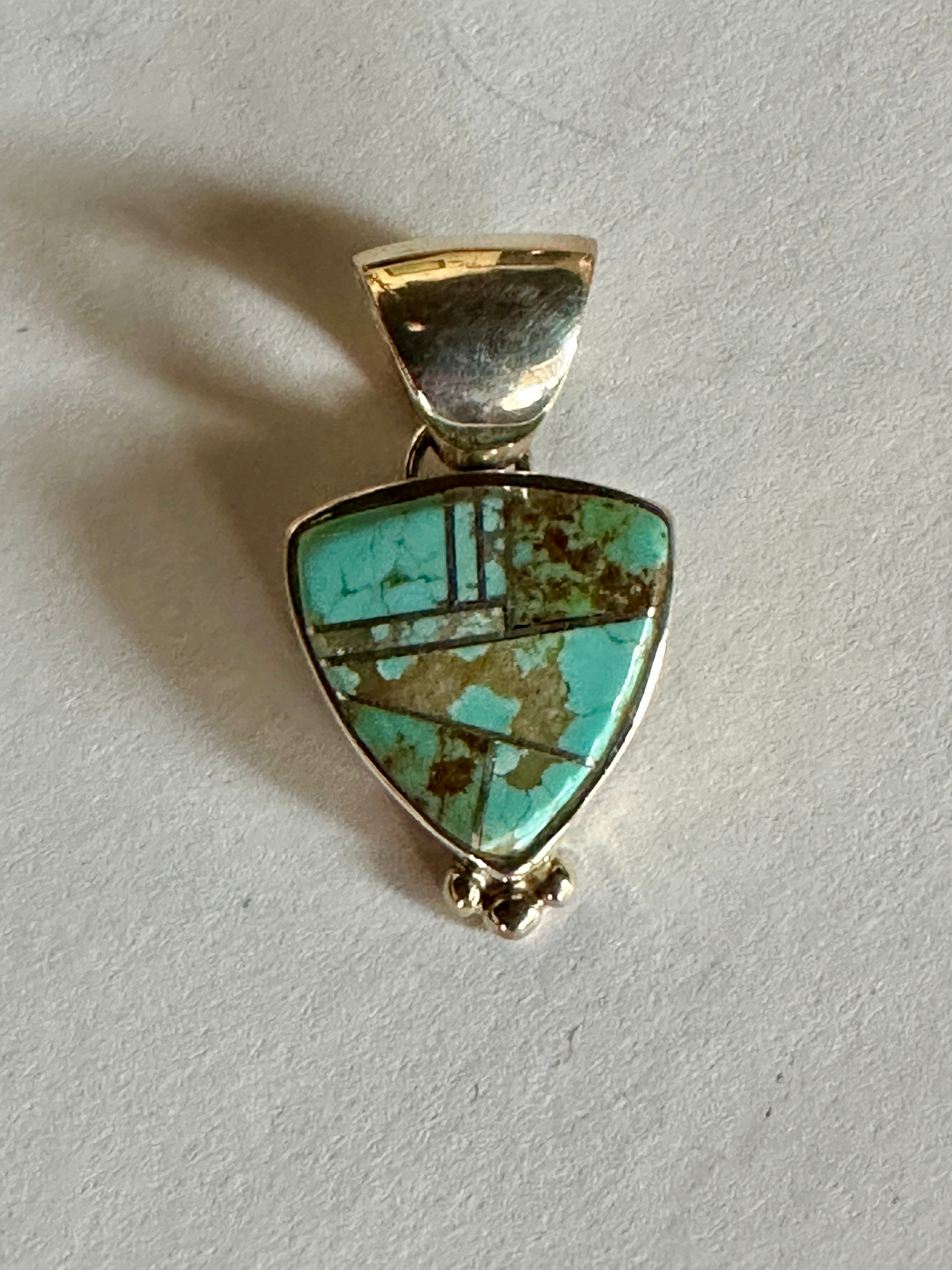 Handcrafted Turquoise 8 & Sterling Silver Triangle Pendant