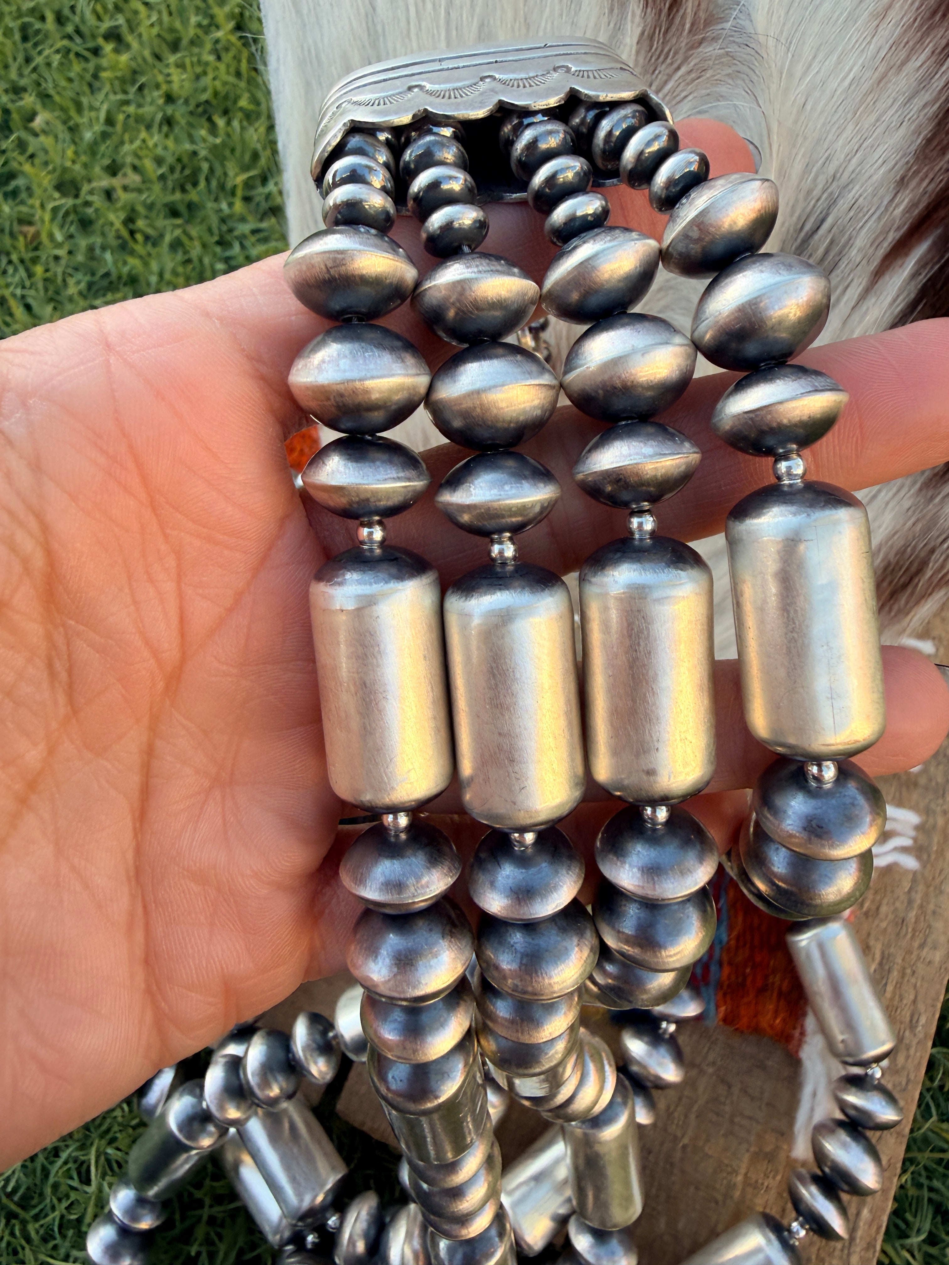 Handcrafted Sterling Silver Four-Strand Beaded Necklace