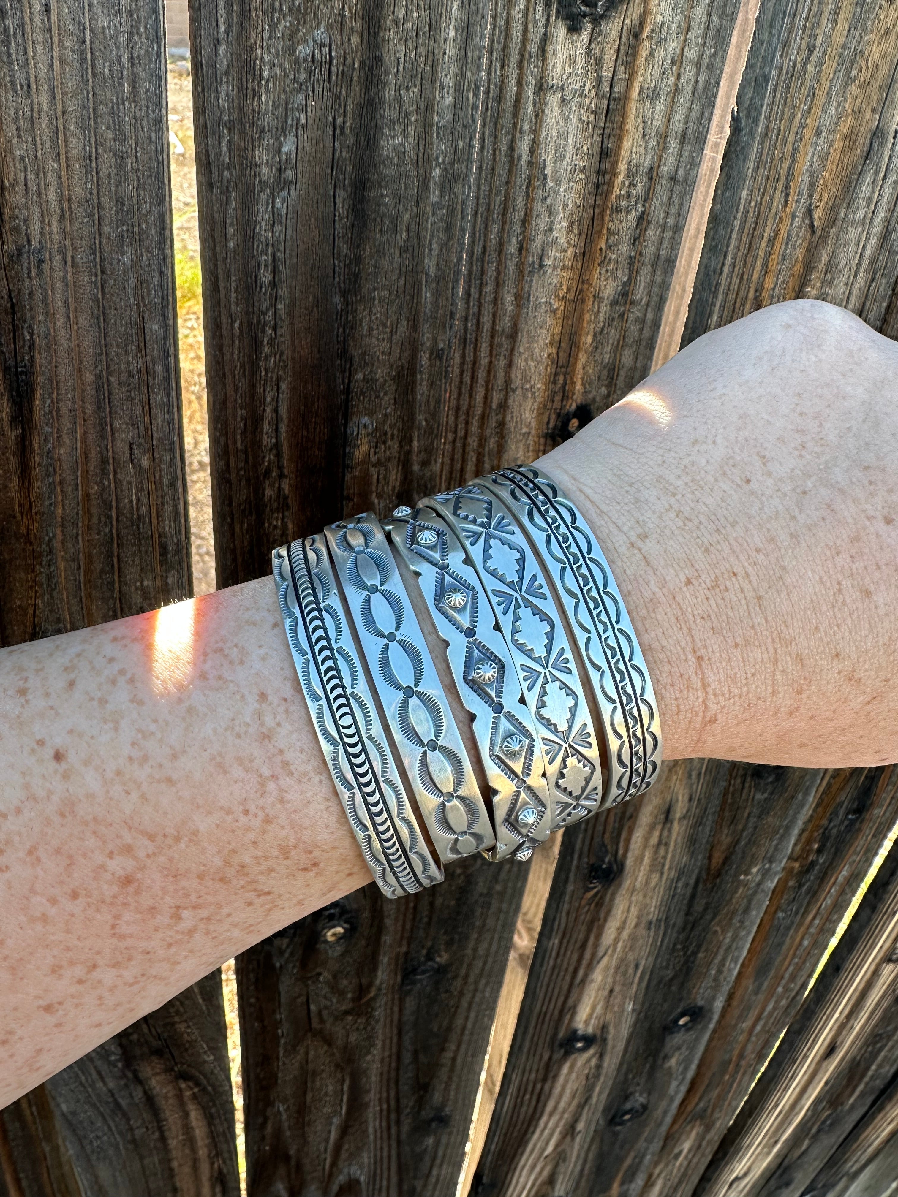 Beautiful Navajo Hand Stamped Bracelet Cuff Signed S.Tso