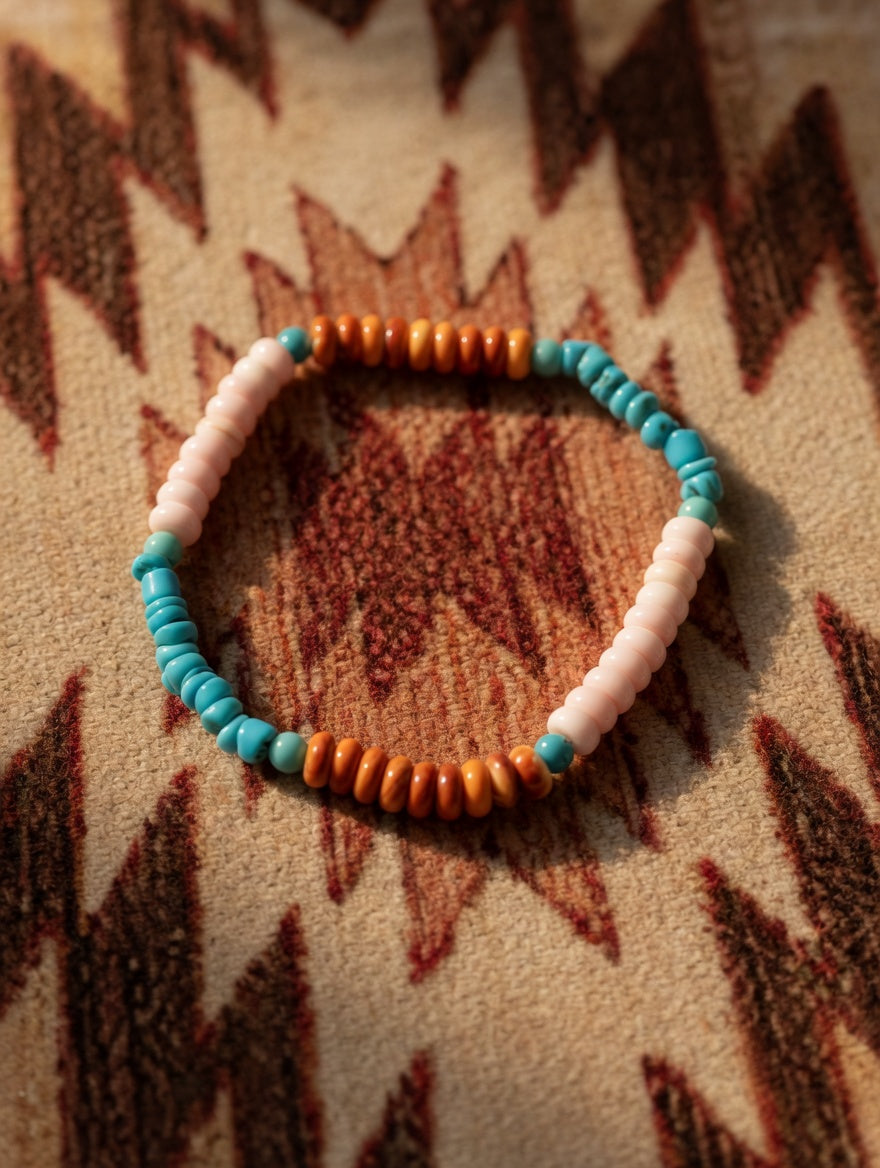 Handcrafted Multi Stone & Sterling Silver Beaded Stretch Bracelet