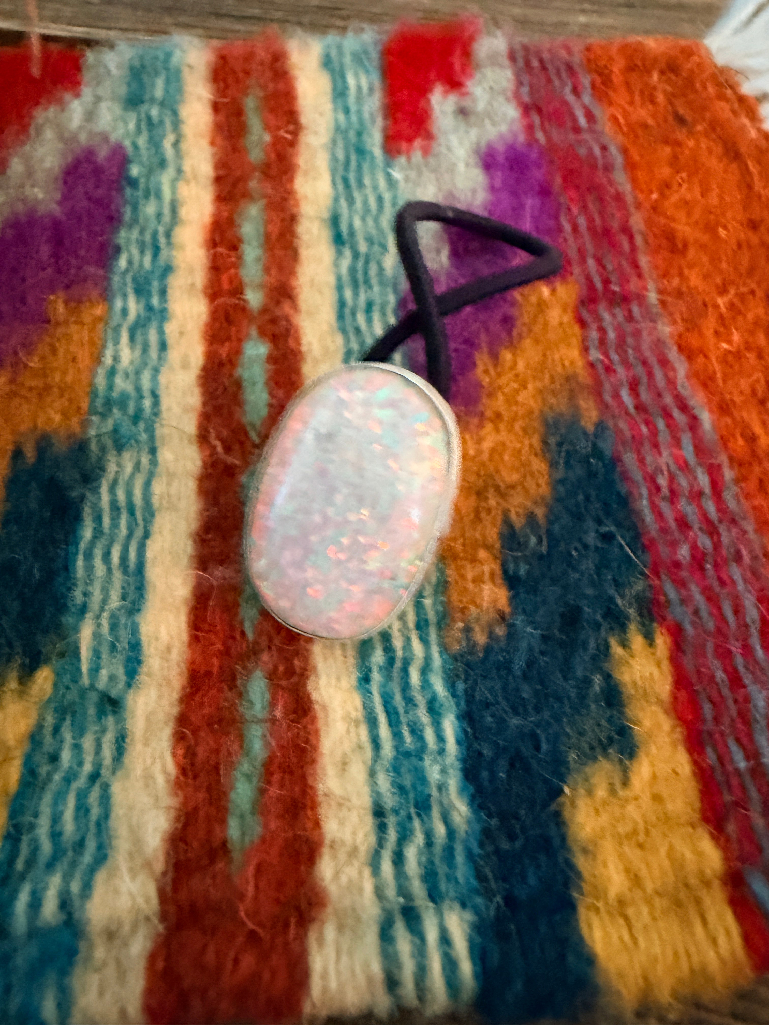 Handcrafted Opal & Sterling Silver Hair Tie Charm