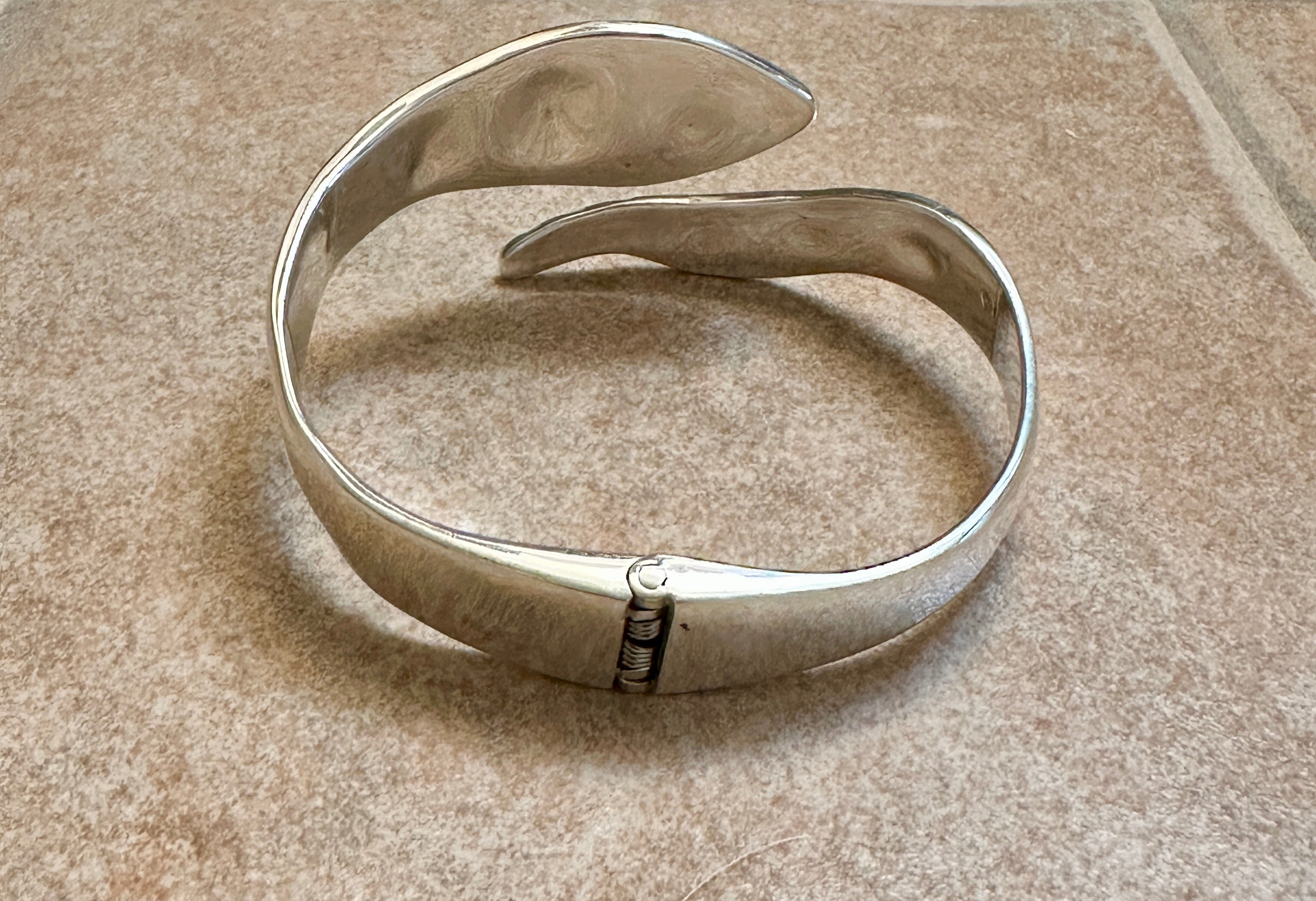 Turquoise Sterling Silver Hinged Snake Cuff Bracelet