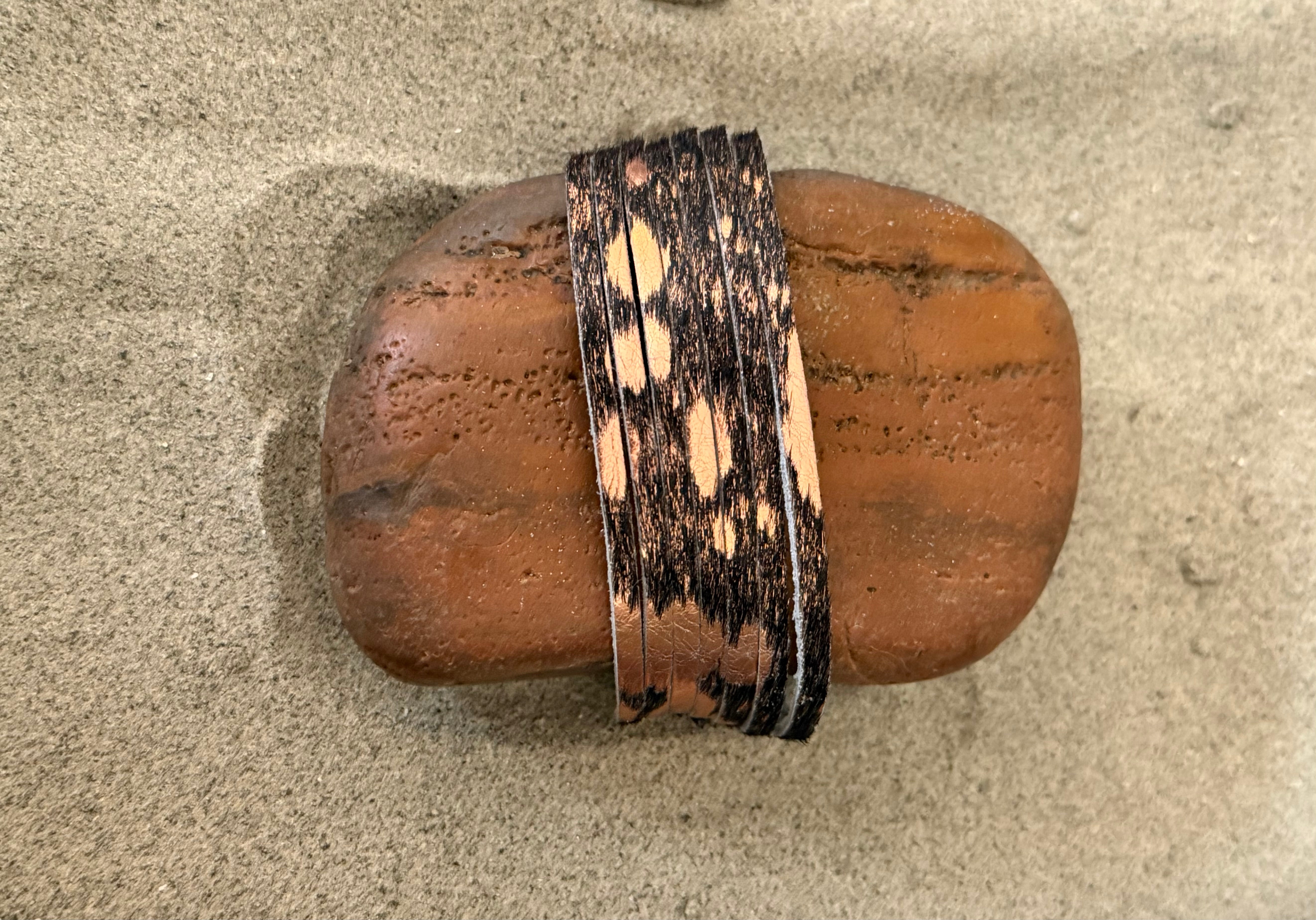 Shimmering Bronze Textured Boho Multicolor 1" Leather Snap Cuff Bracelet