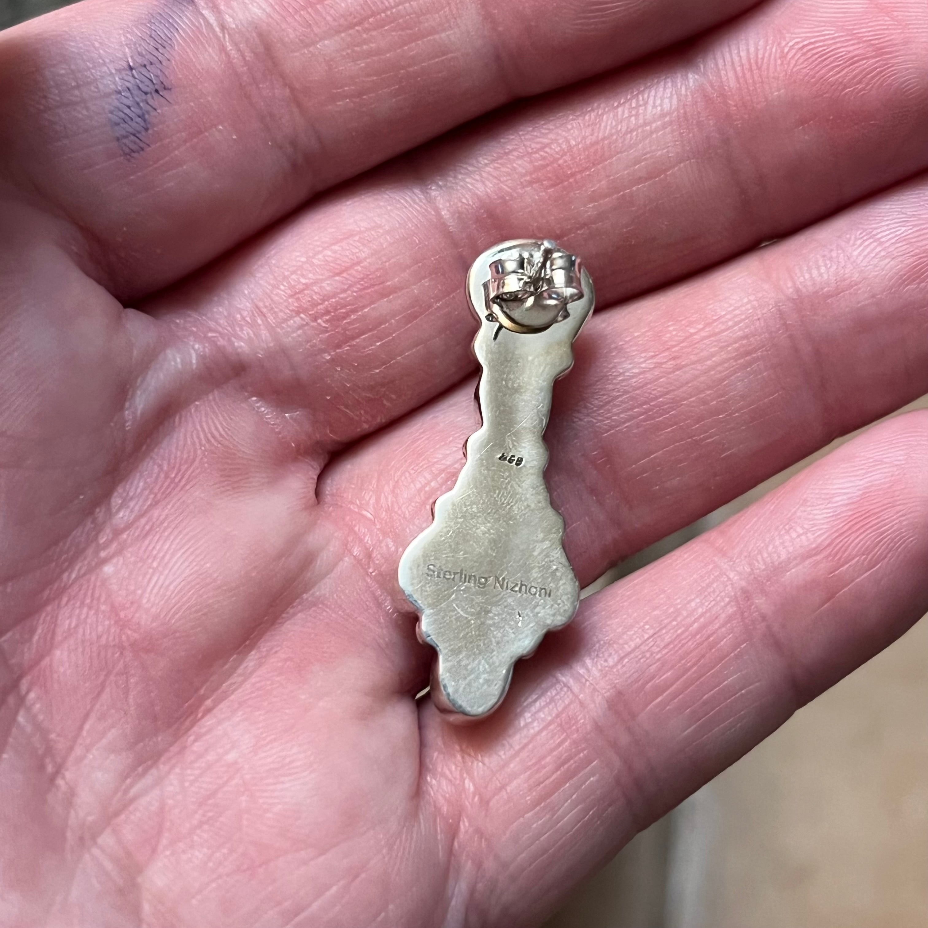 Handmade Sterling Silver Turquoise & Red Coral Cluster Stud Earrings