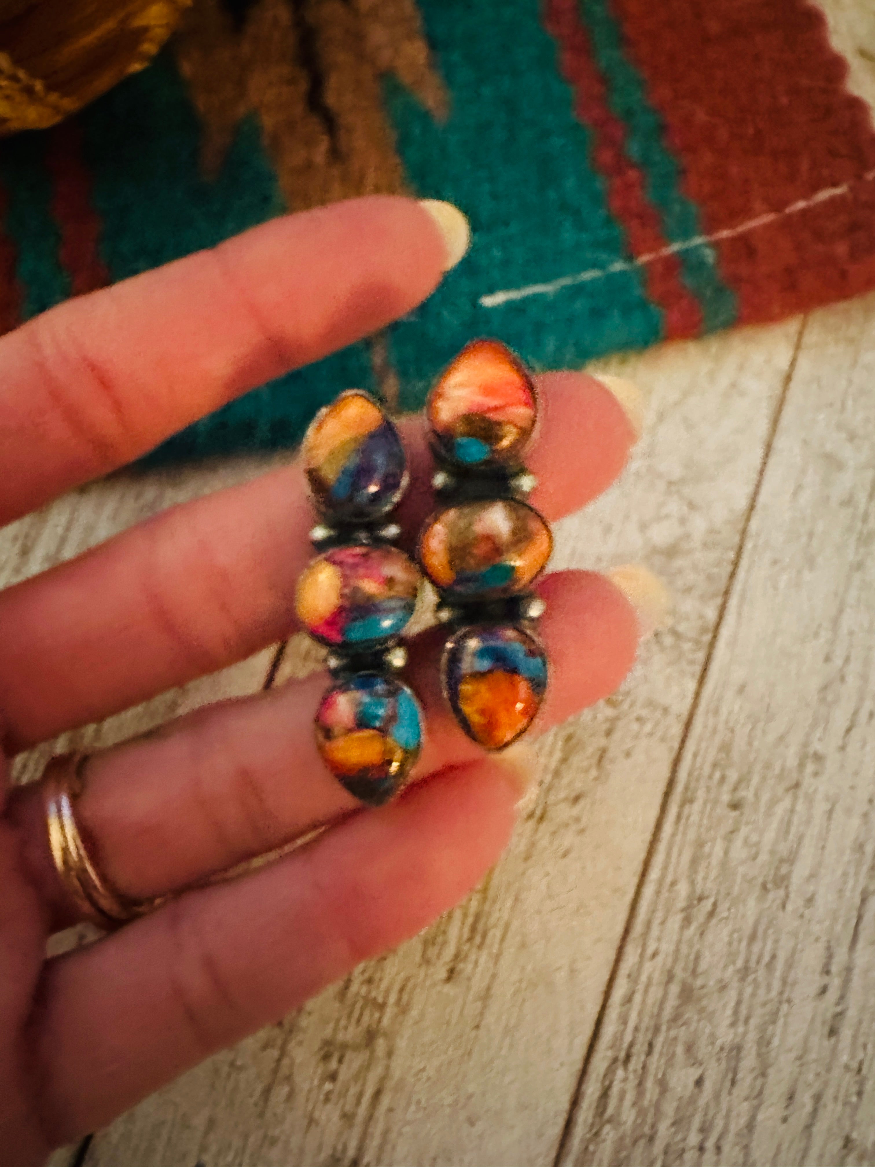 Handcrafted Pink Dream Mojave & Sterling Silver Post Earrings