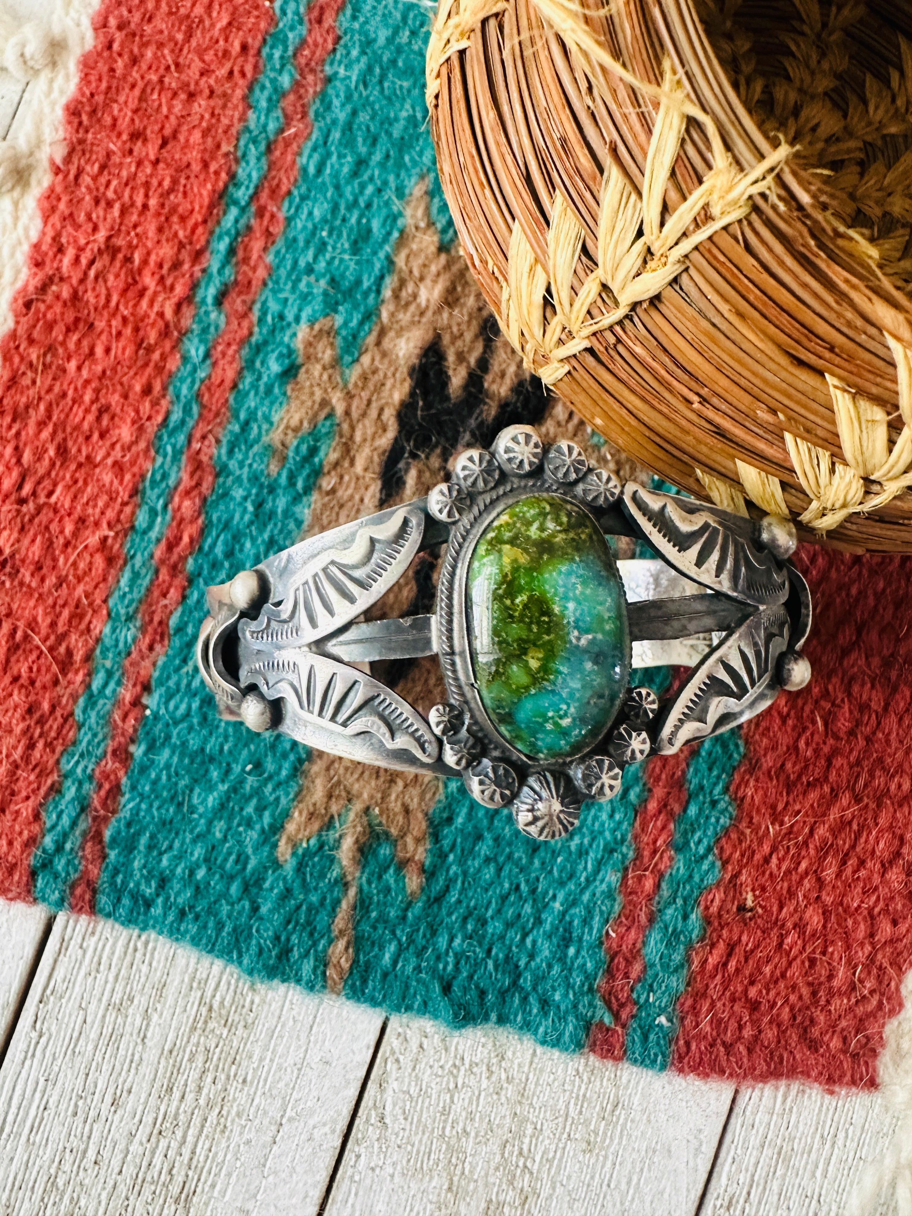 Handcrafted Sonoran Mountain Turquoise & Sterling Silver Cuff Bracelet