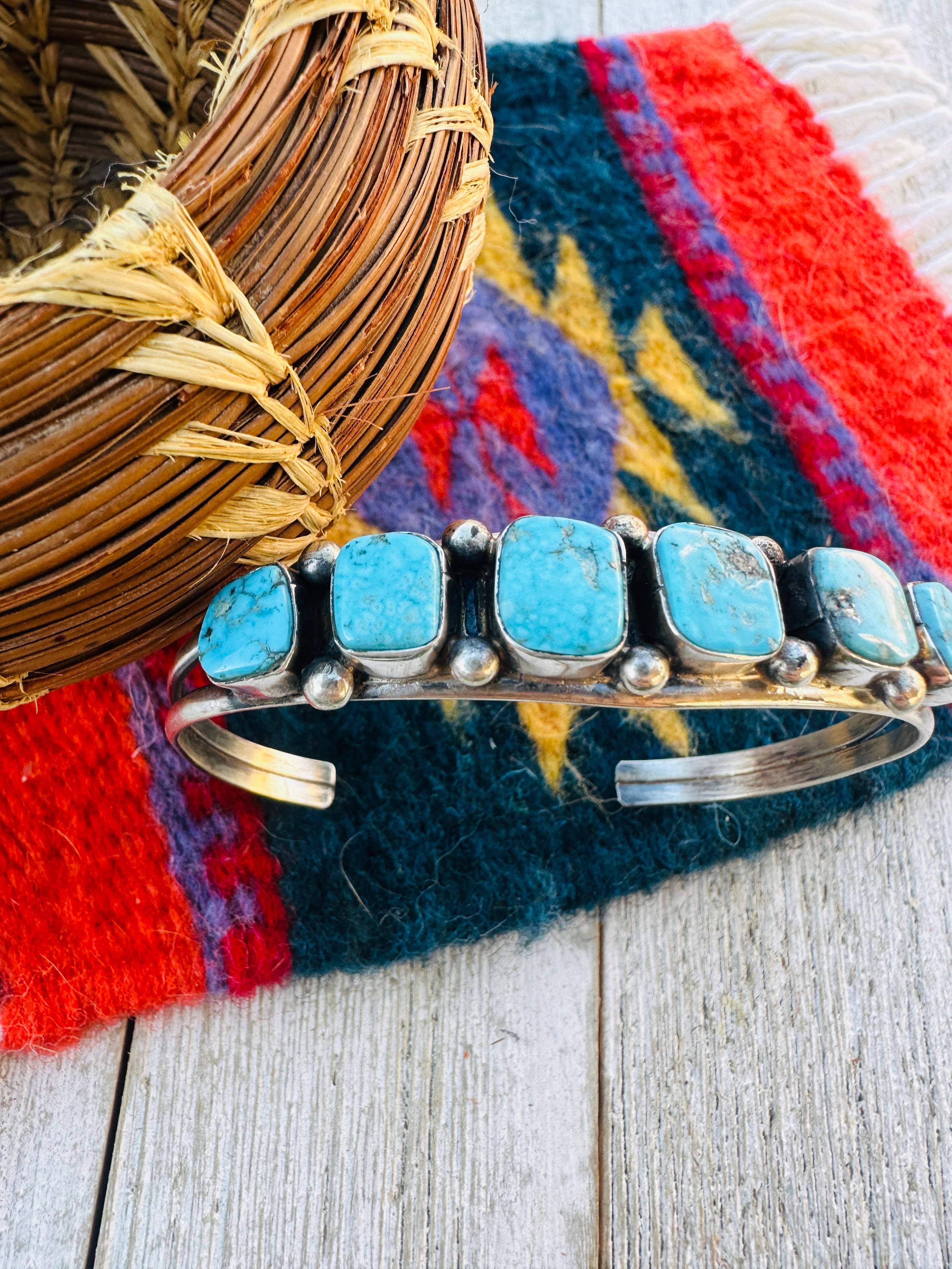 Handcrafted Turquoise & Sterling Silver Cuff Bracelet by Jacqueline Silver
