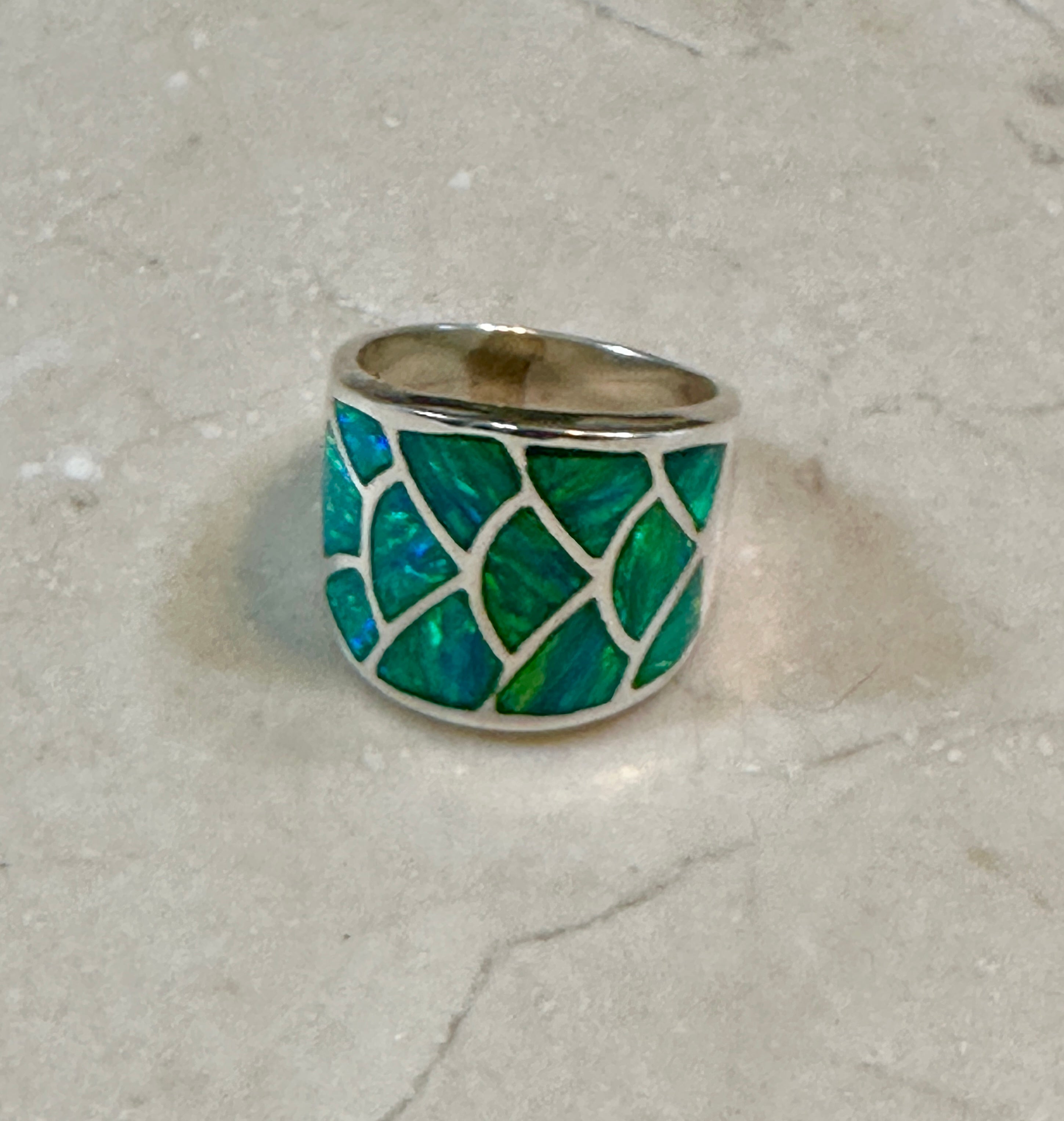 Green Opal Sterling Silver Mermaid Ring