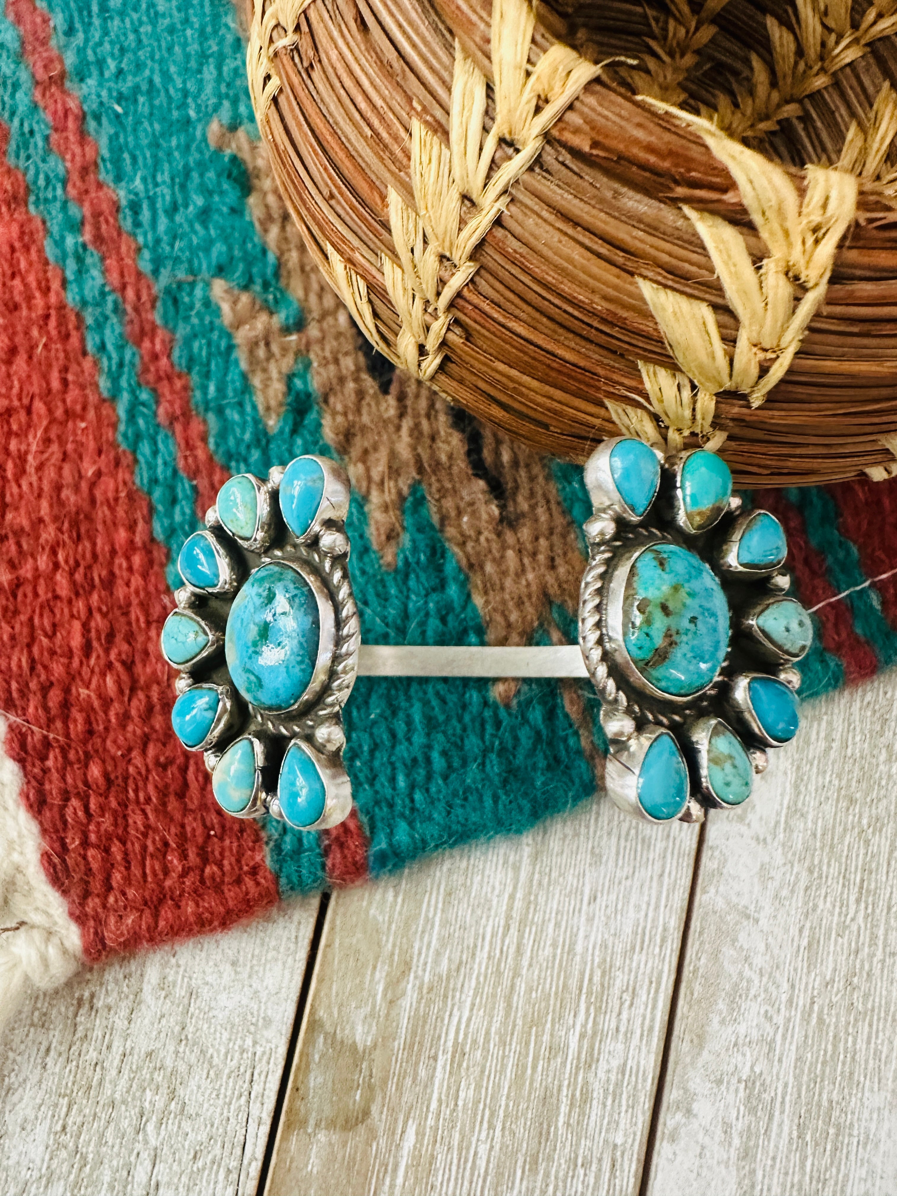 Handcrafted Turquoise & Sterling Silver Floating Cuff Bracelet /