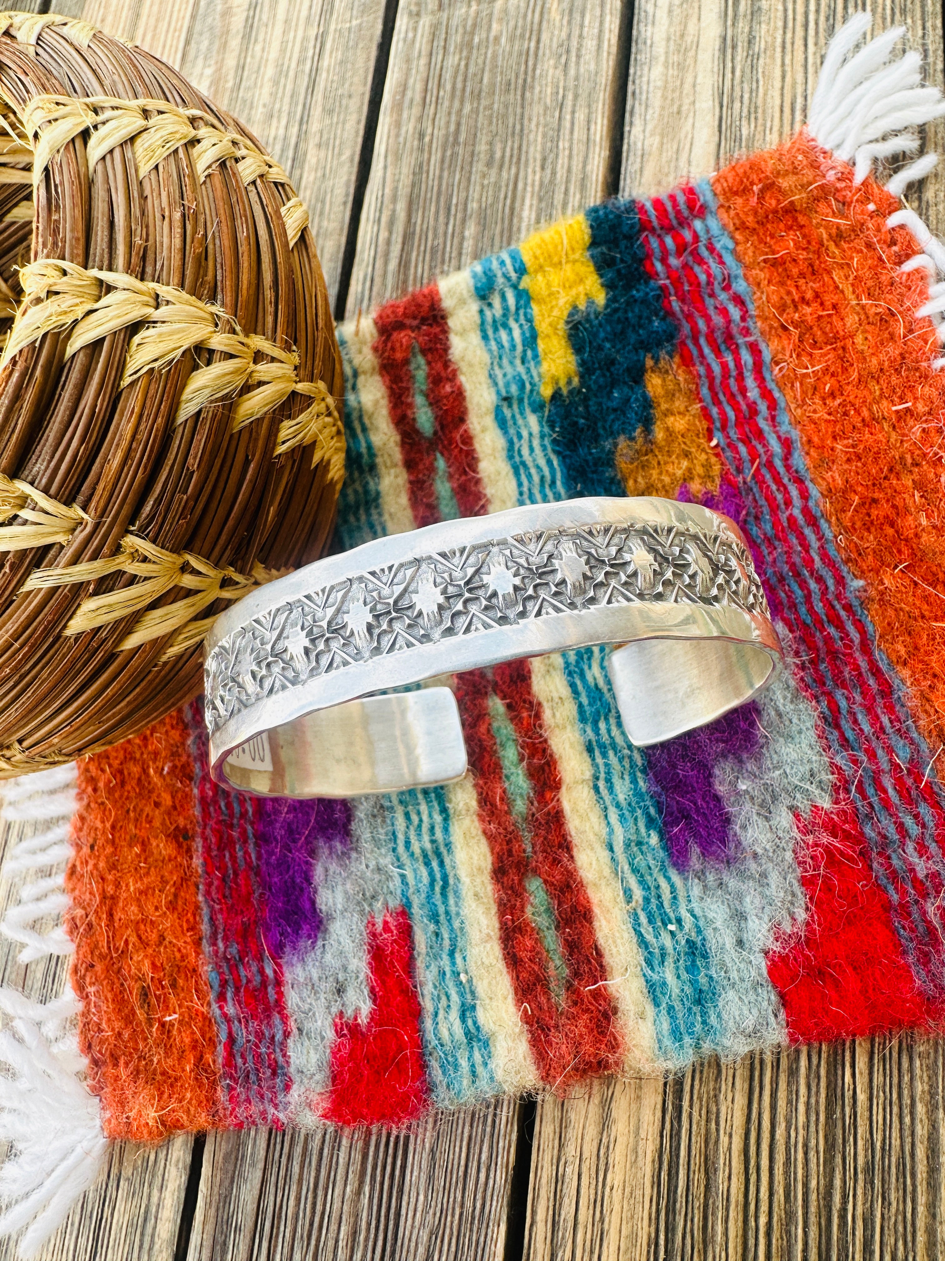 Handcrafted Sterling Silver Cuff Bracelet By Adrian Reeves Long