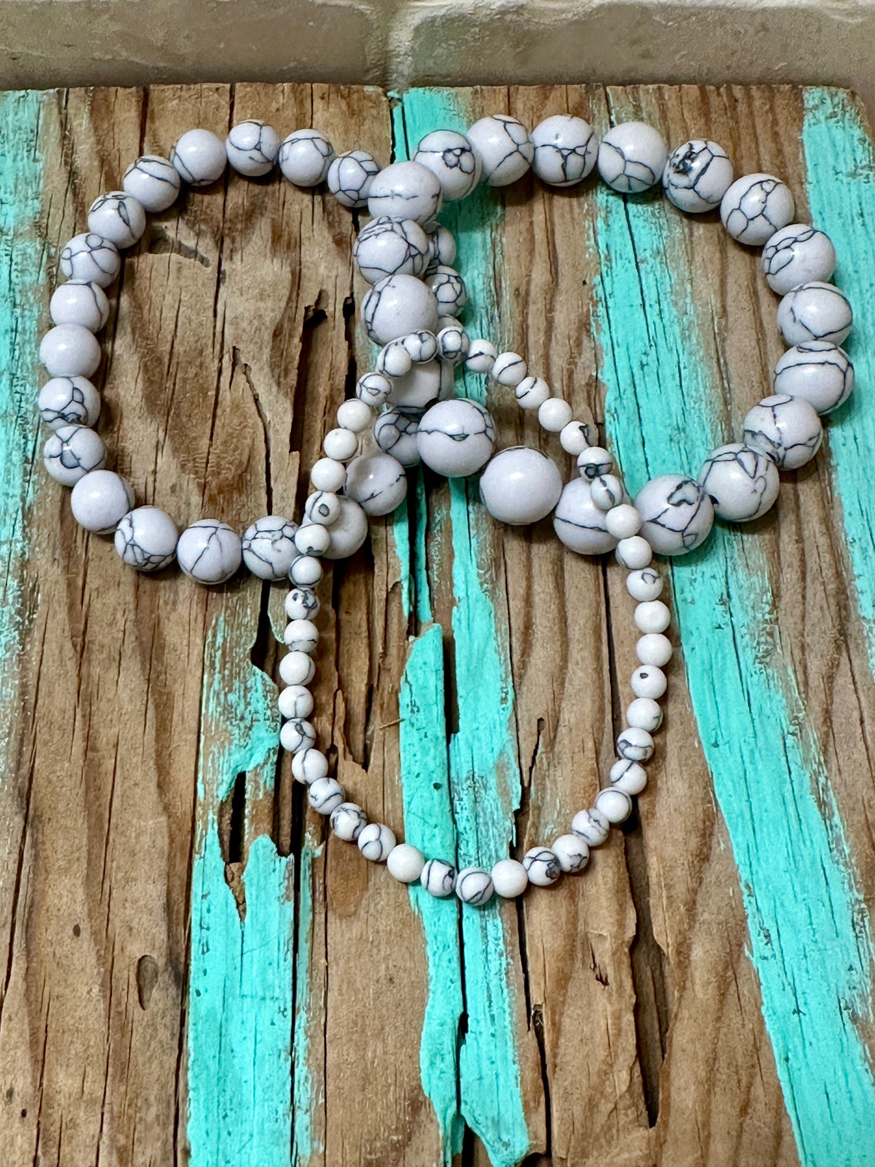 White Howlite Stretch Bracelet Set of 3