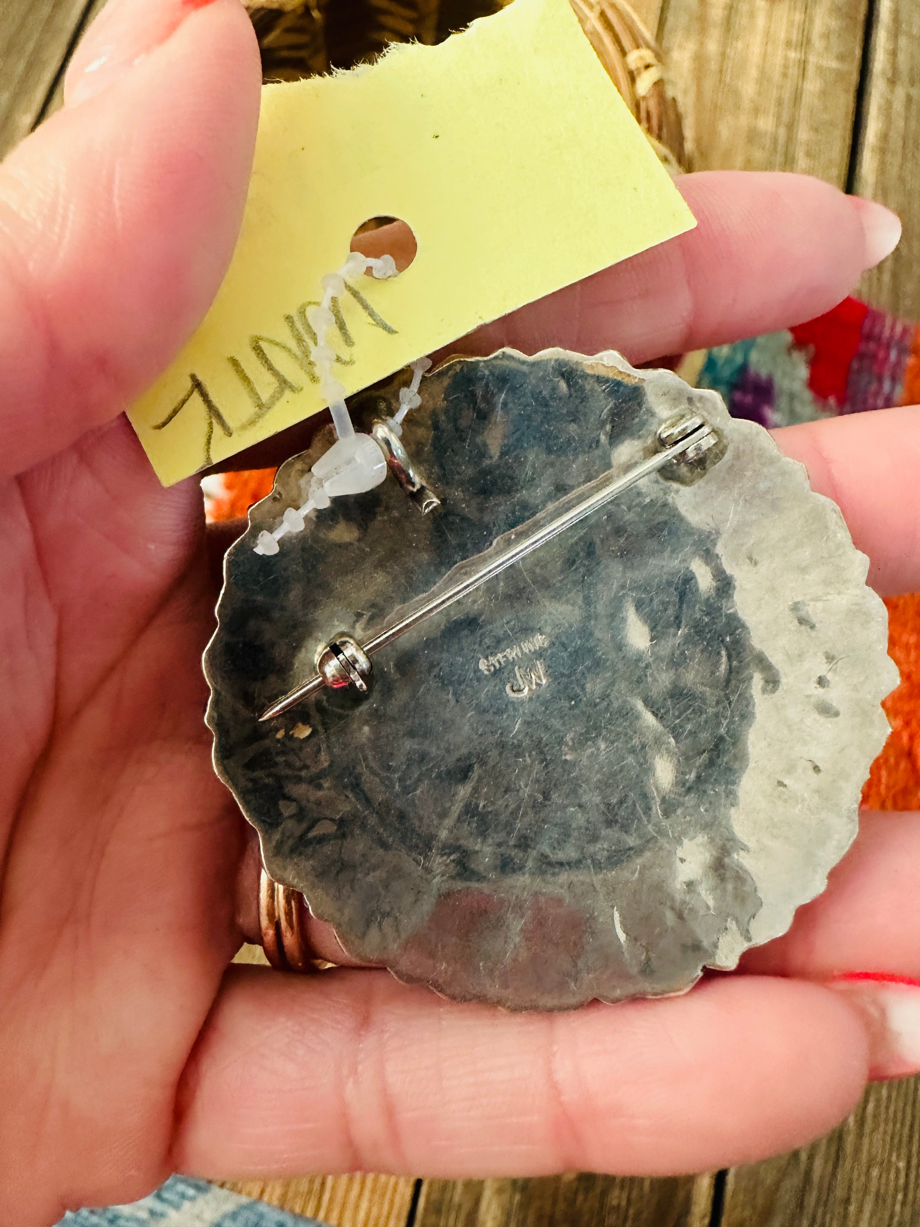 Old Pawn Handcrafted Turquoise and Sterling Silver Cluster Brooch/ Pendant